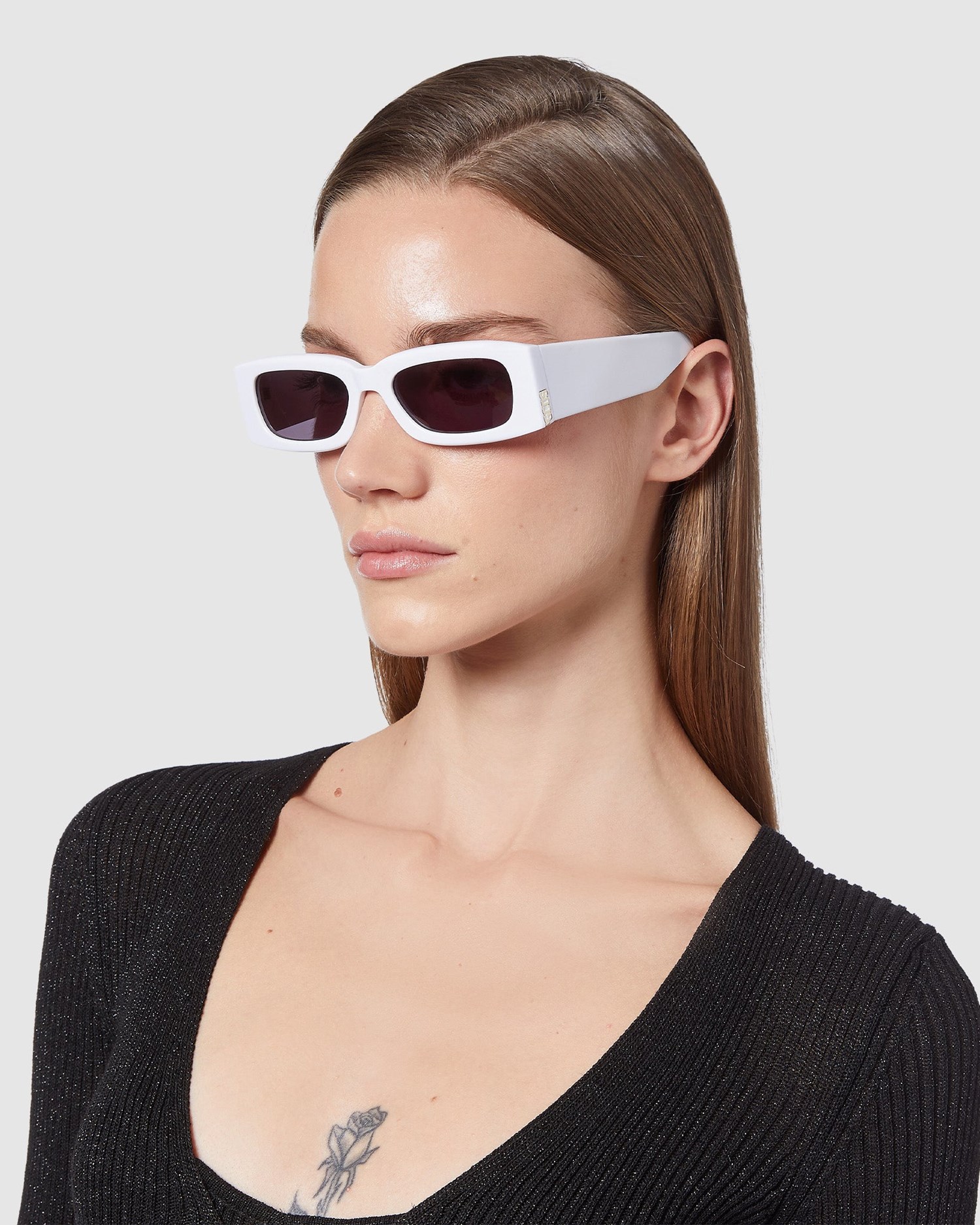 Lunettes de Soleil GCDS Gd0020 Rectangular Sunglasses Homme Blanche | 702435-VDE