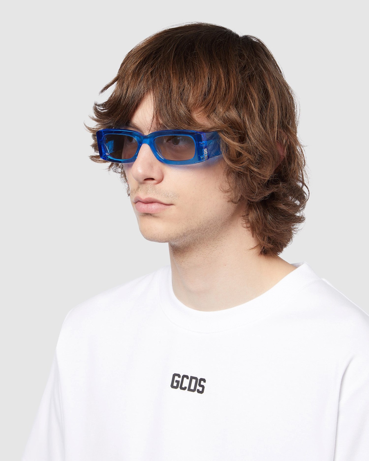 Lunettes de Soleil GCDS Gd0020 Rectangular Sunglasses Homme Bleu | 973682-IXM