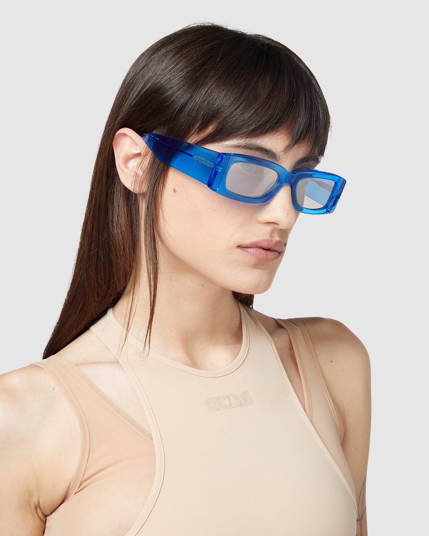 Lunettes de Soleil GCDS Gd0020 Rectangular Sunglasses Homme Bleu | 973682-IXM