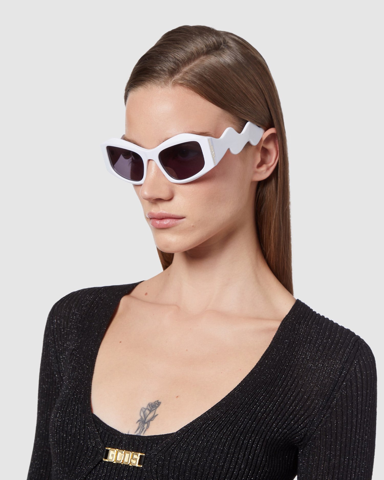 Lunettes de Soleil GCDS Gd0023 Geometric Sunglasses Homme Blanche | 178360-WHV