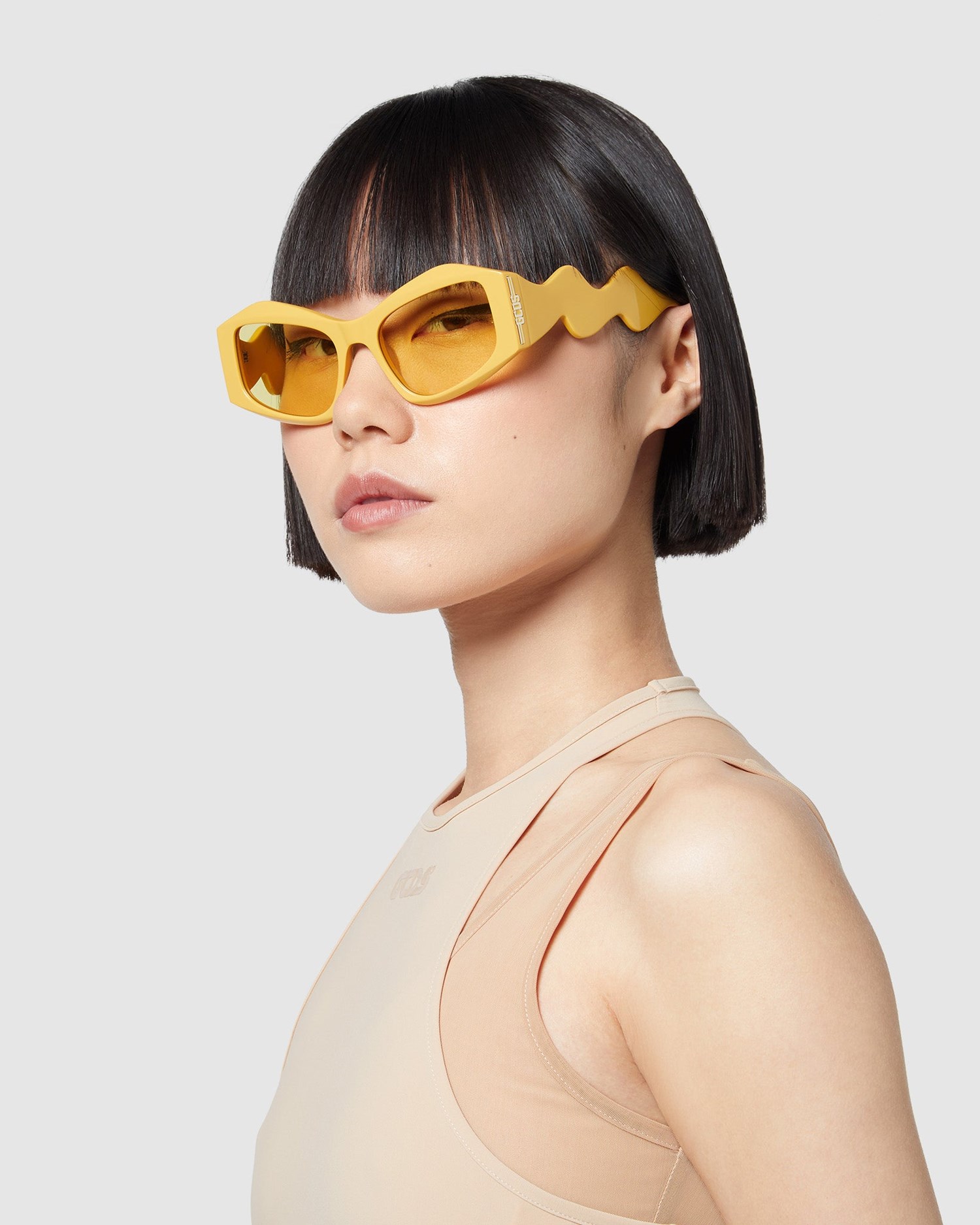 Lunettes de Soleil GCDS Gd0023 Geometric Sunglasses Homme Jaune | 795638-BWL