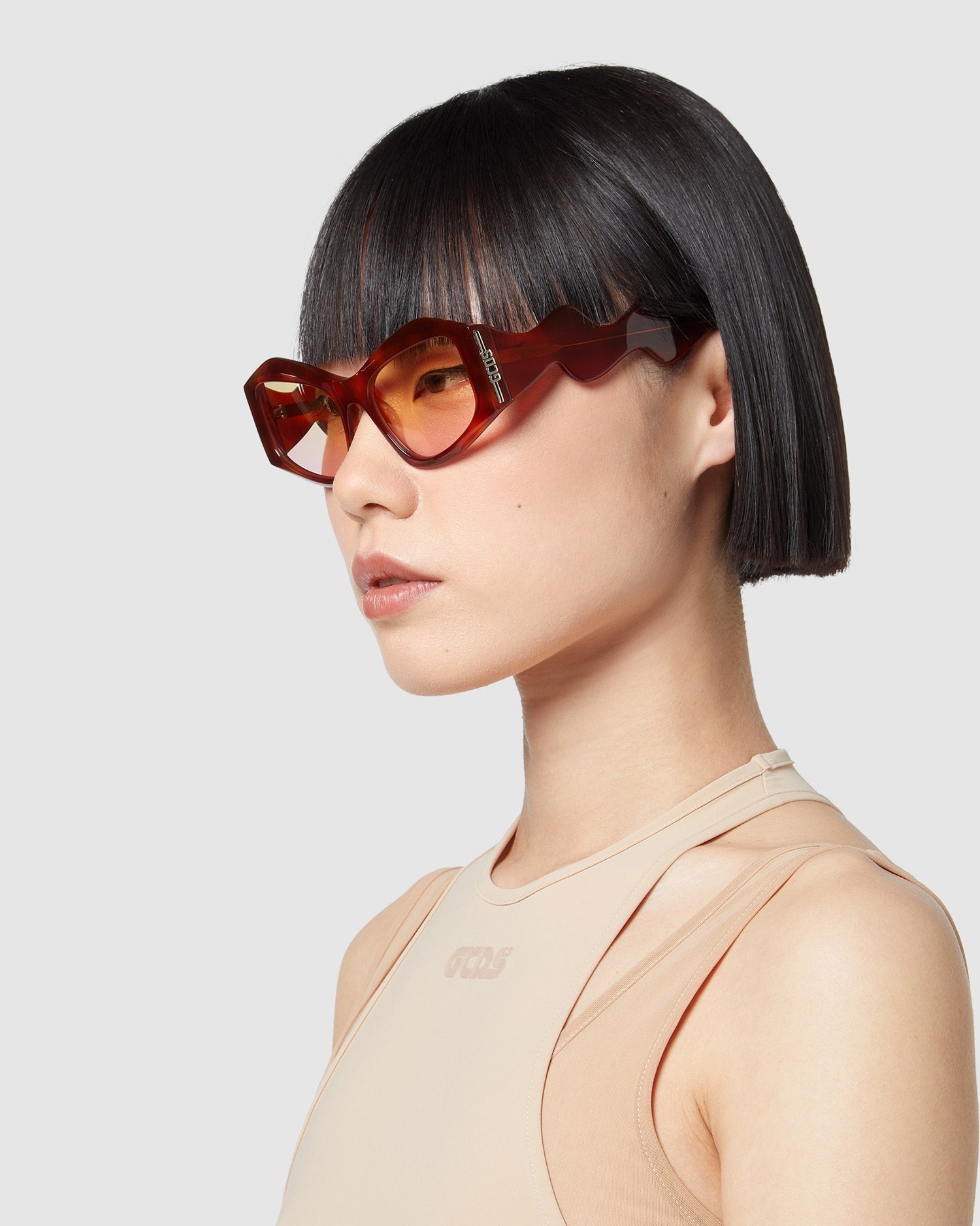 Lunettes de Soleil GCDS Gd0023 Geometric Sunglasses Homme Marron | 873054-COP