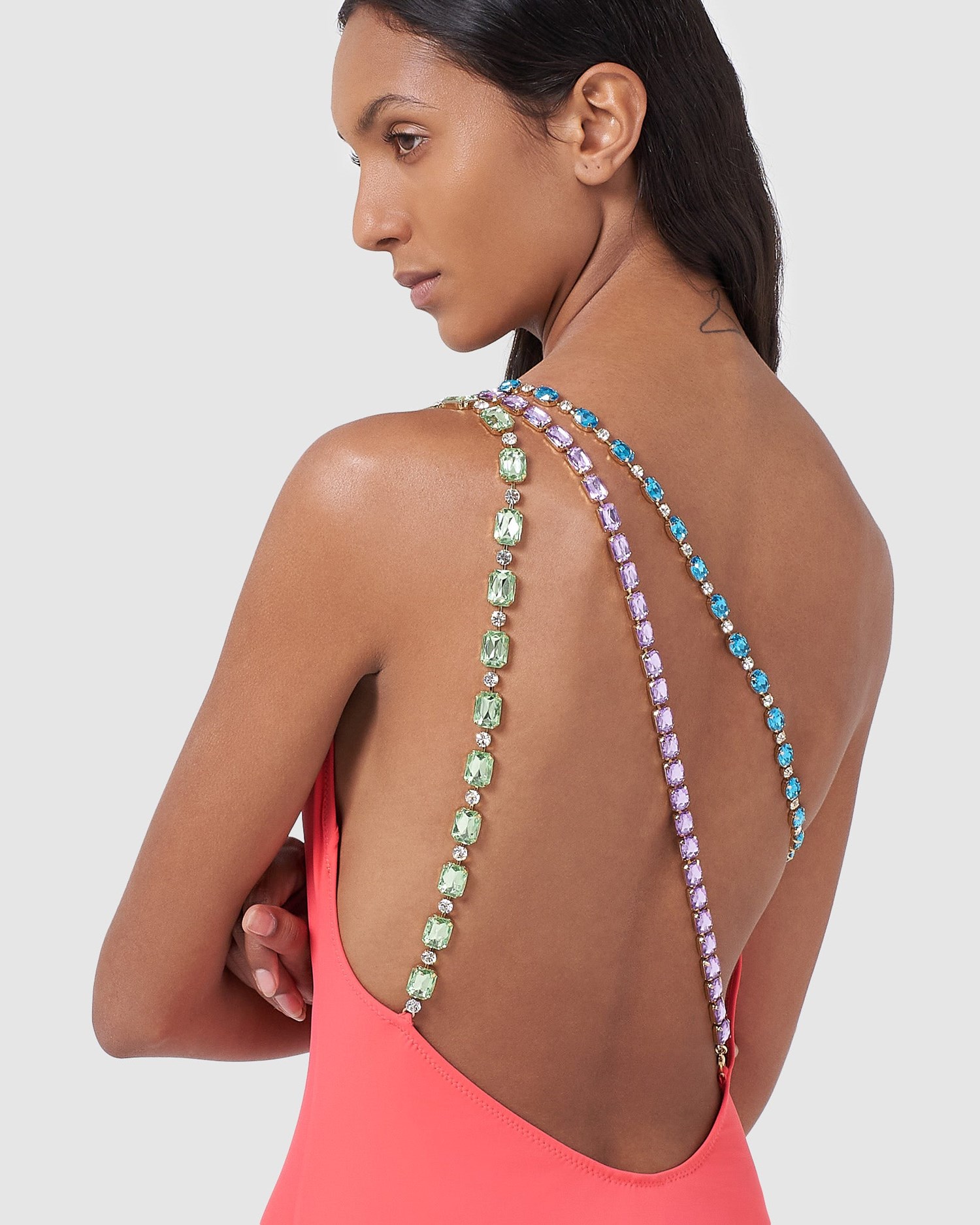 Maillots De Bain GCDS Bling One Shoulder Swimsuit Femme Corail | 864059-WTP