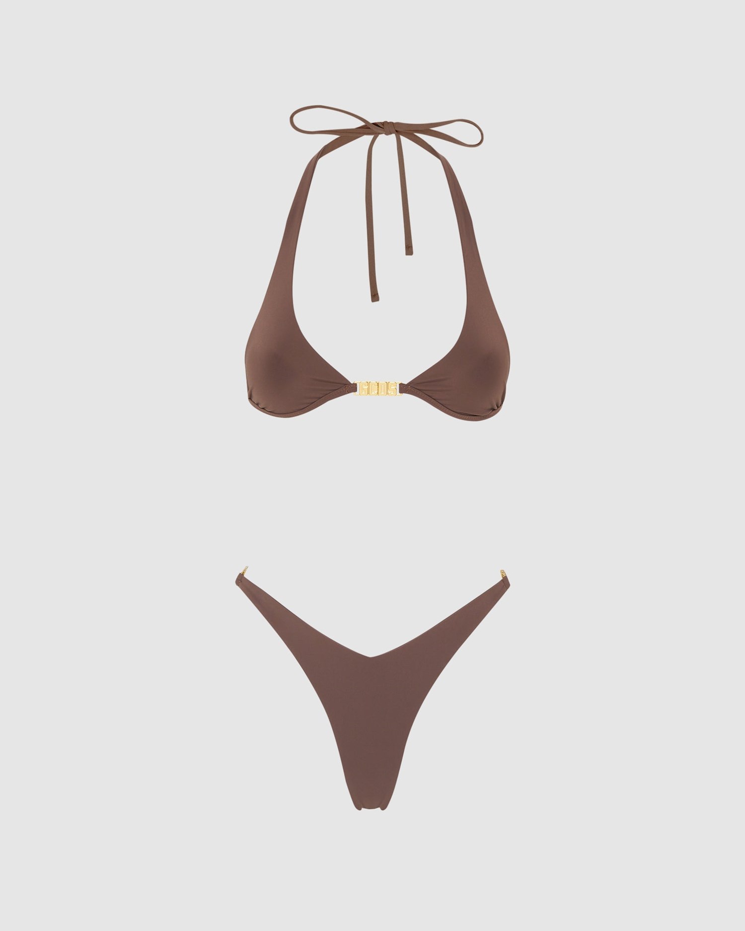 Maillots De Bain GCDS Metallic Logo Clip Bikini Femme Marron | 162389-ZVT