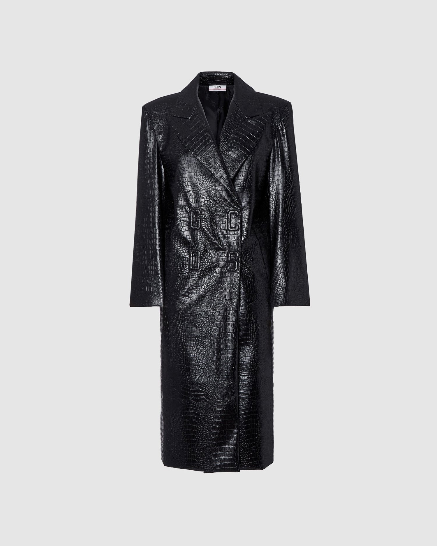 Manteaux GCDS Faux Crocodile Coat Femme Noir | 257168-VMH