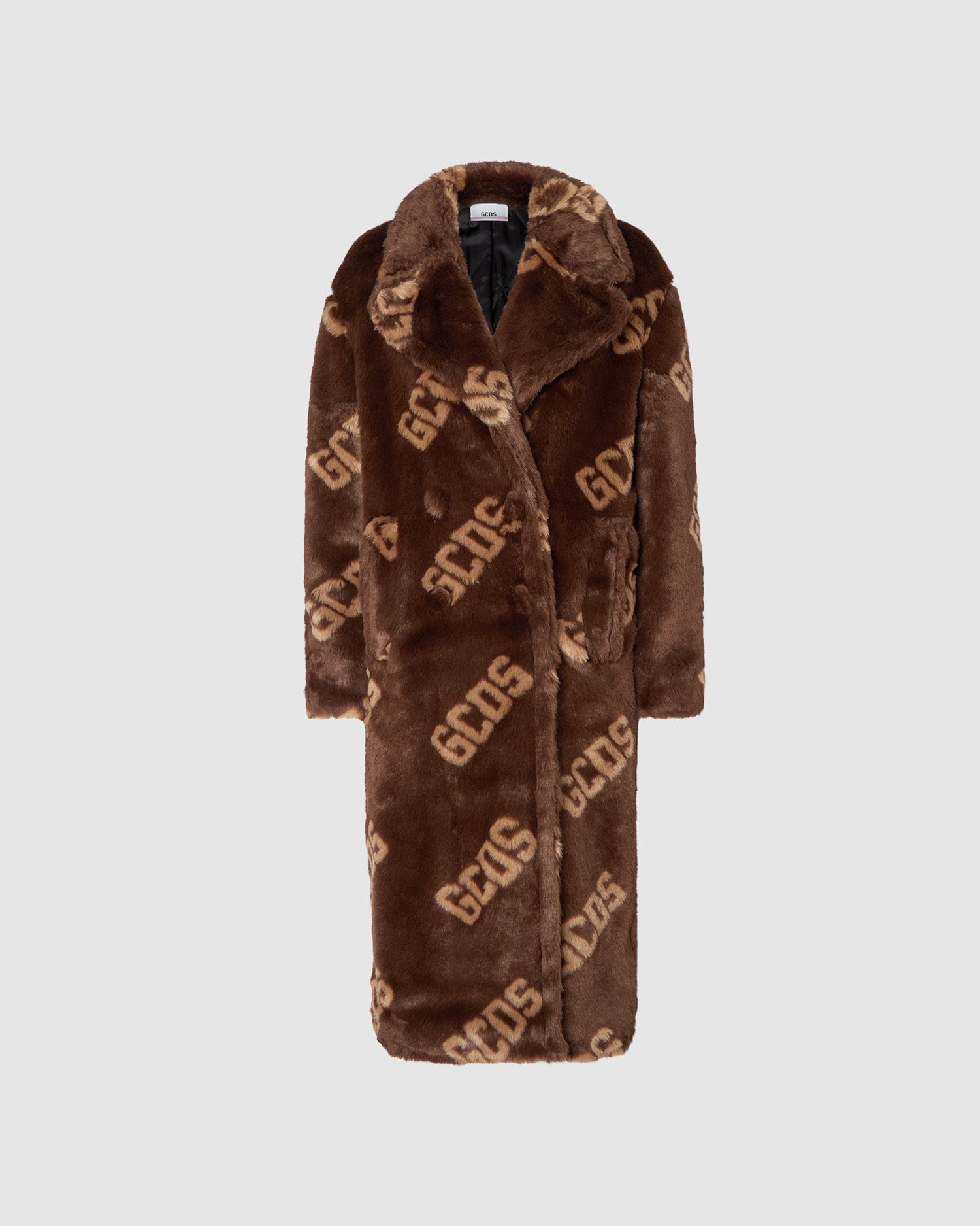 Manteaux GCDS Logo Faux Fur Coat Femme Marron | 609287-JRK