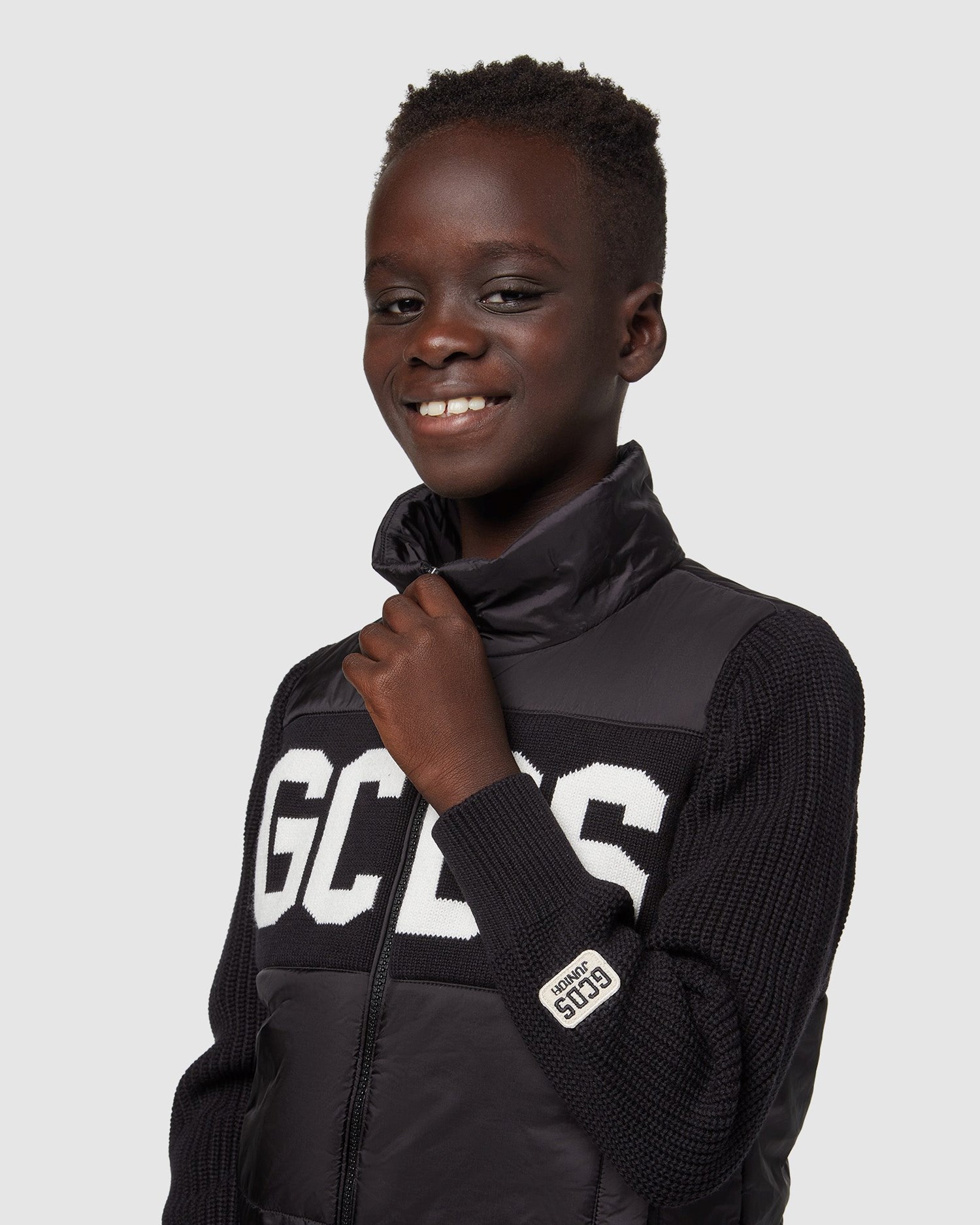 Manteaux GCDS Logo Puffercoat Enfant Noir | 491086-NYV