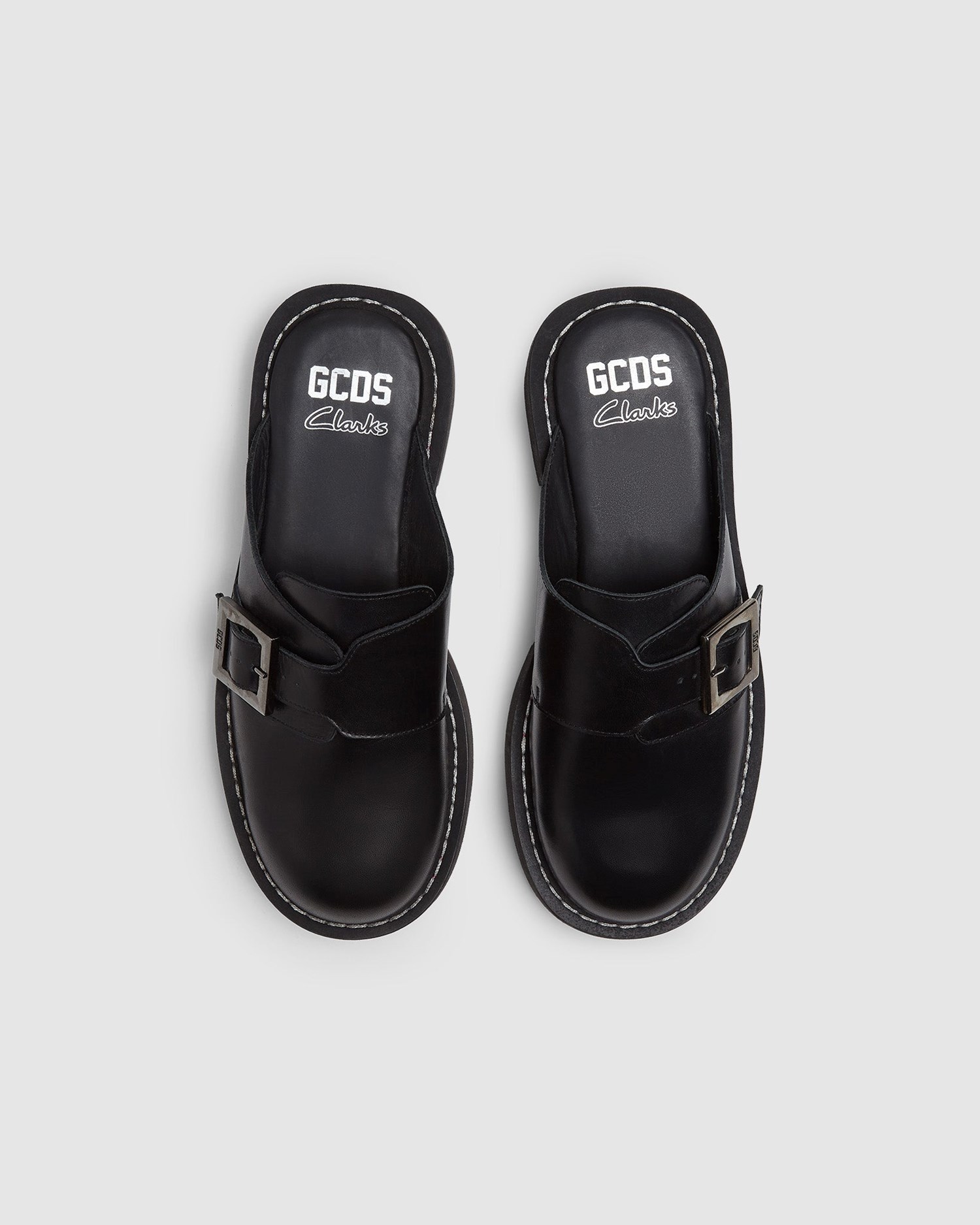Mules GCDS X Clarks Cuir Mules Femme Noir | 731684-CDZ