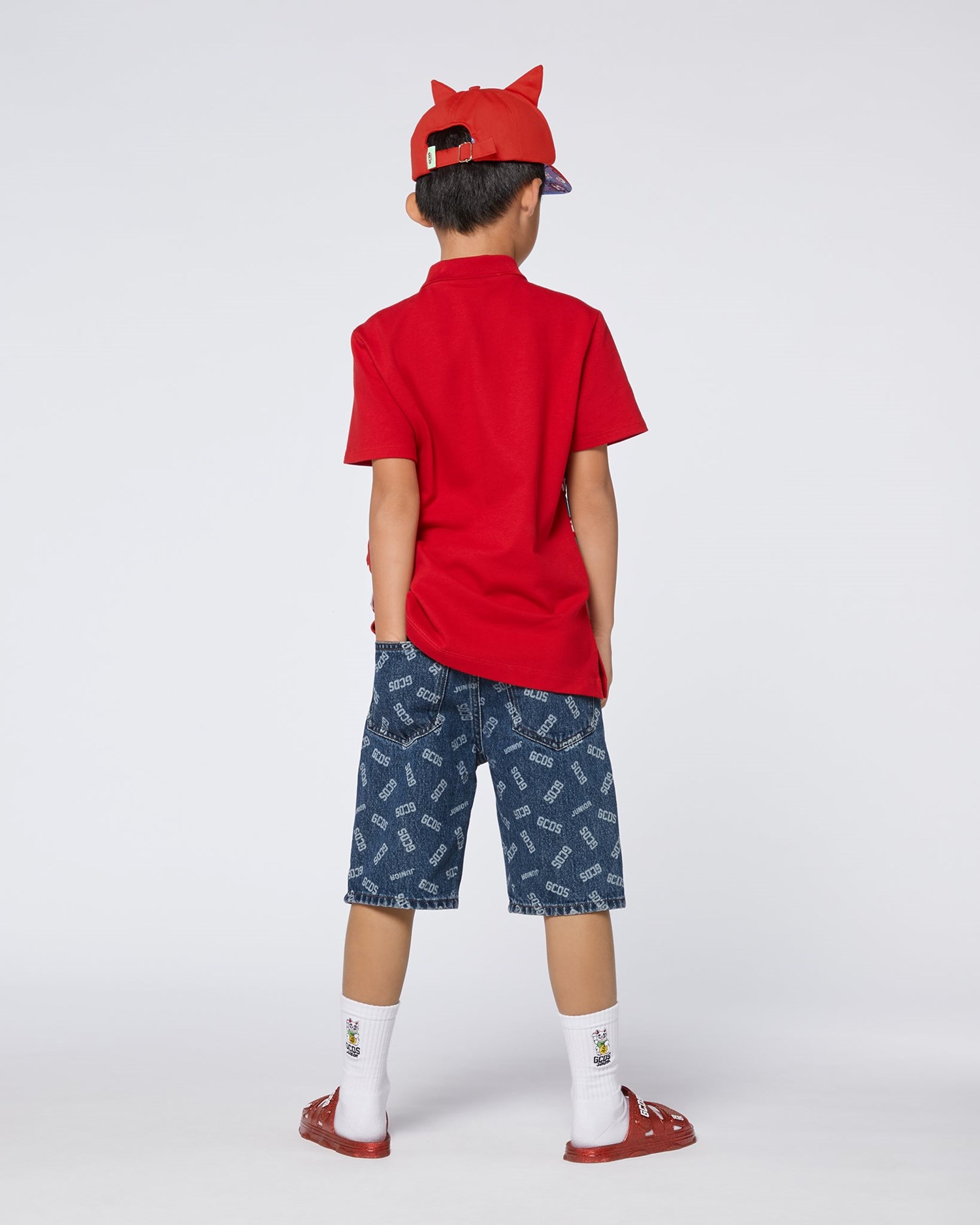 Pantalons GCDS Allover Gcds Logo Shorts Enfant Bleu Clair | 264305-FXY