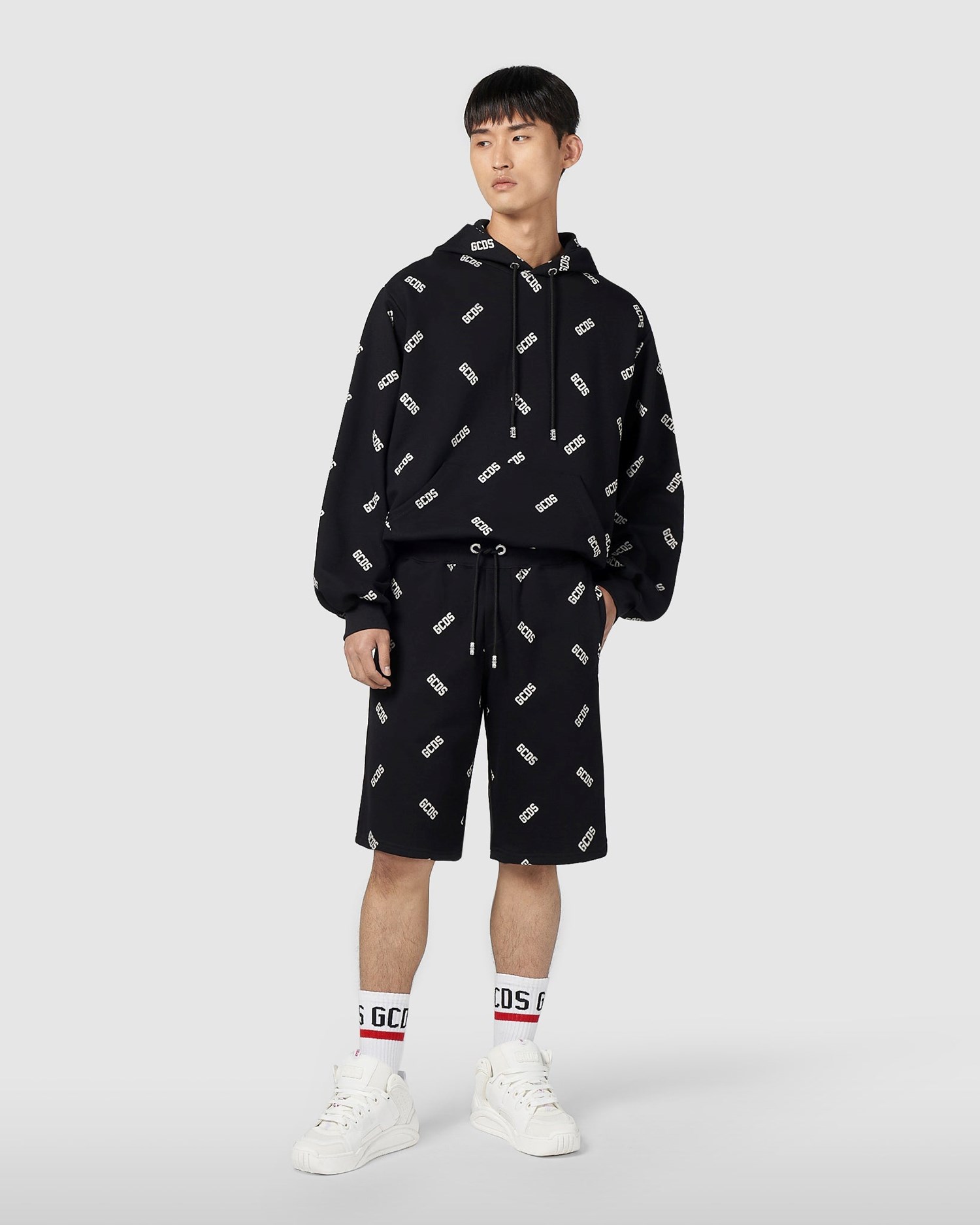 Pantalons GCDS Allover Logo Shorts Homme Noir | 284051-SOK