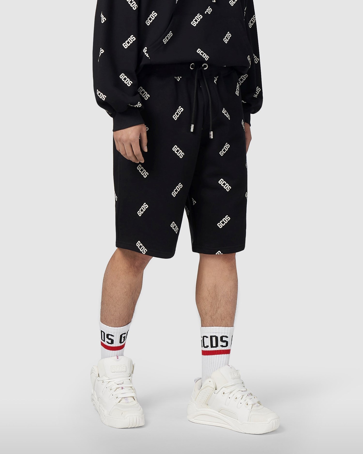 Pantalons GCDS Allover Logo Shorts Homme Noir | 284051-SOK