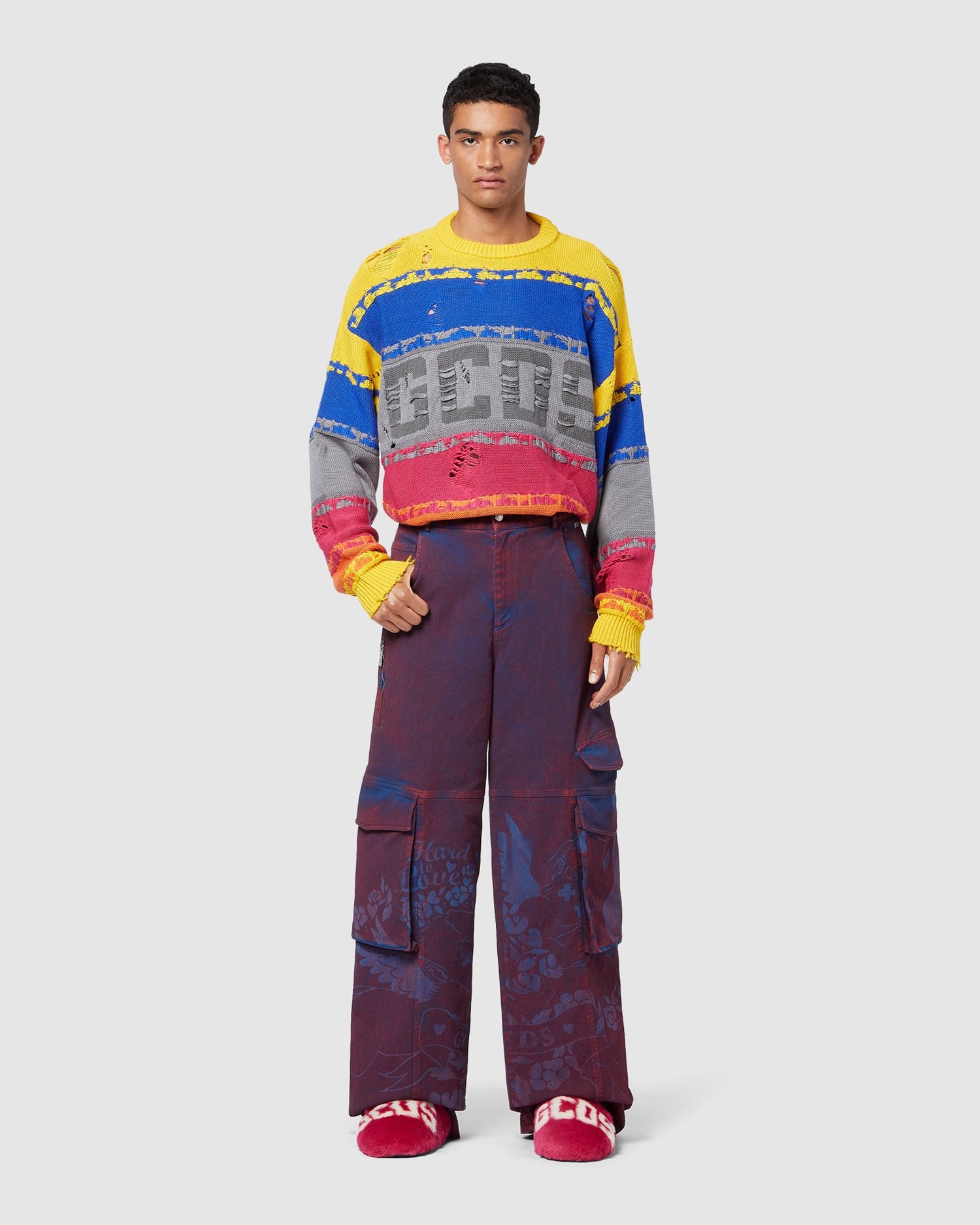 Pantalons GCDS Angelz Ultracargo Trousers Homme Bordeaux | 038479-MIC