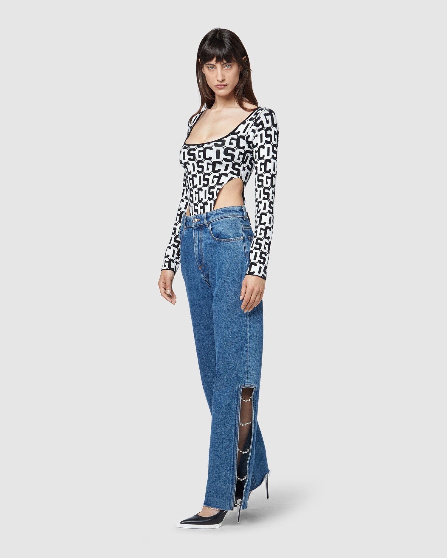 Pantalons GCDS Bling Stones Denim Trousers Femme Bleu Clair | 597283-XSA