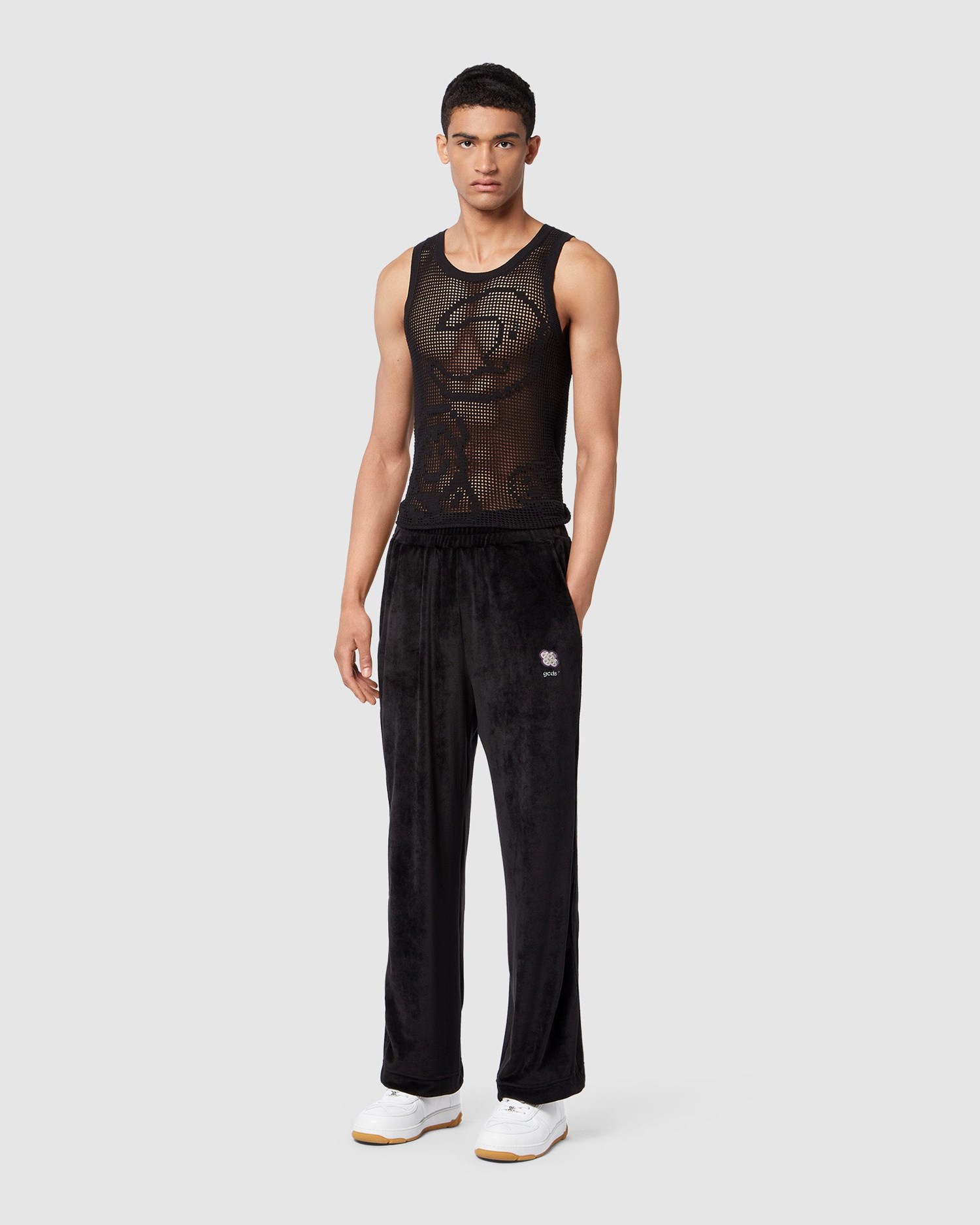 Pantalons GCDS Bliss Logo Velvet Piste Pants Homme Noir | 491763-CFD