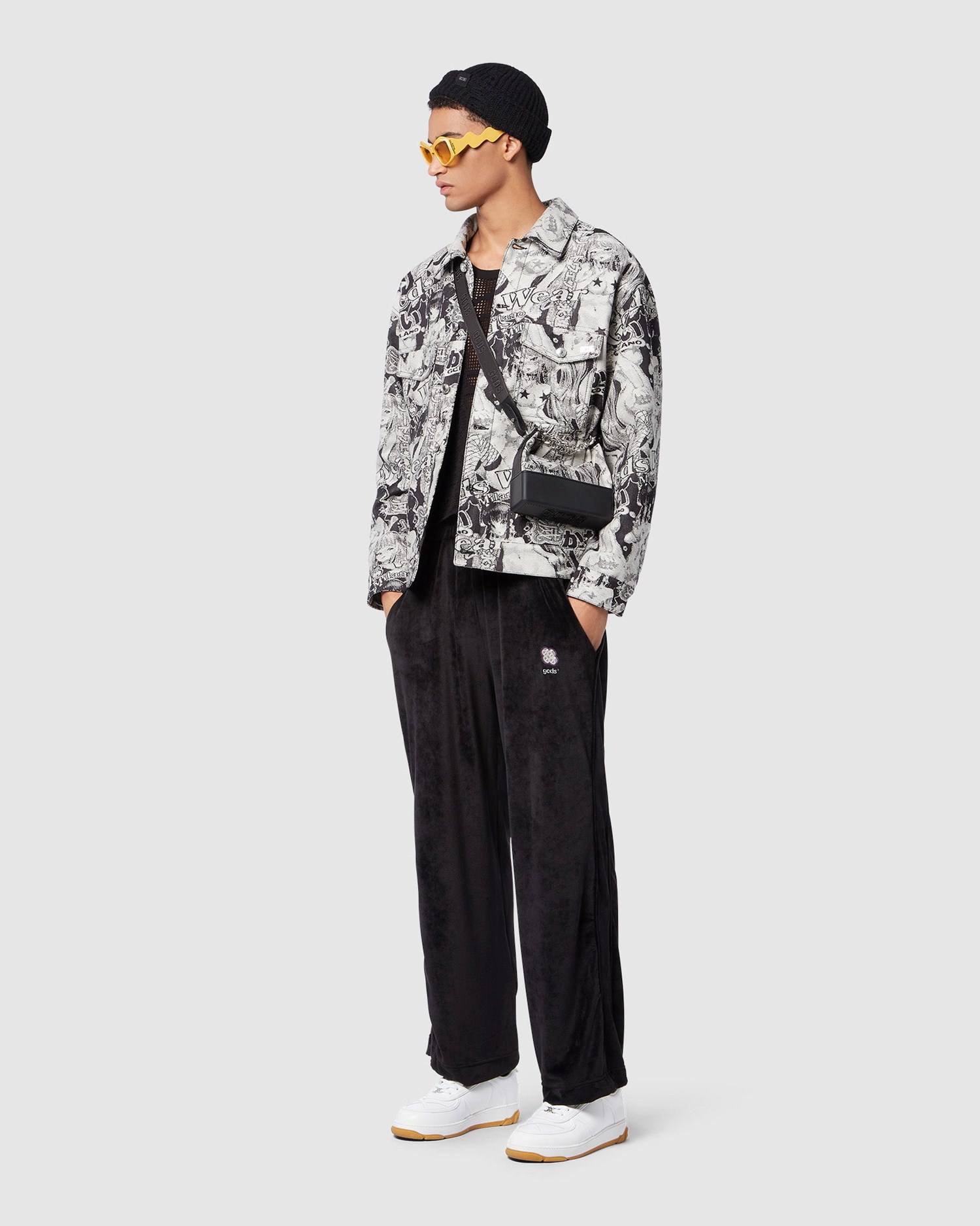 Pantalons GCDS Bliss Logo Velvet Piste Pants Homme Noir | 491763-CFD
