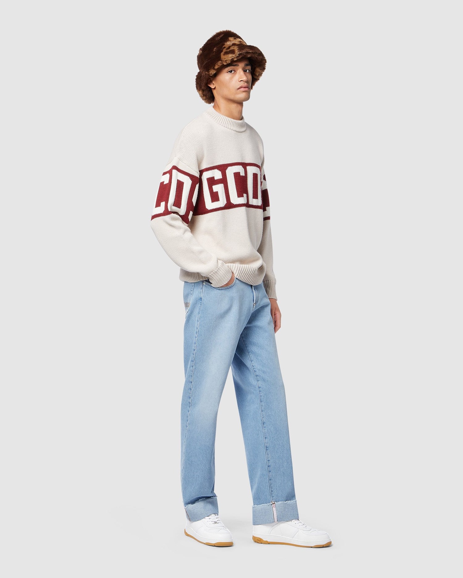 Pantalons GCDS Bucket Bleached Trousers Homme Bleu Clair | 037956-NEQ