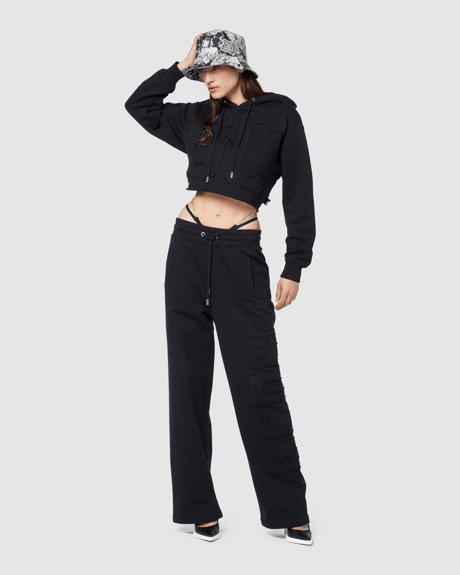 Pantalons GCDS Embroidered Gcds Larges Sweatbottoms Femme Noir | 623198-IPX