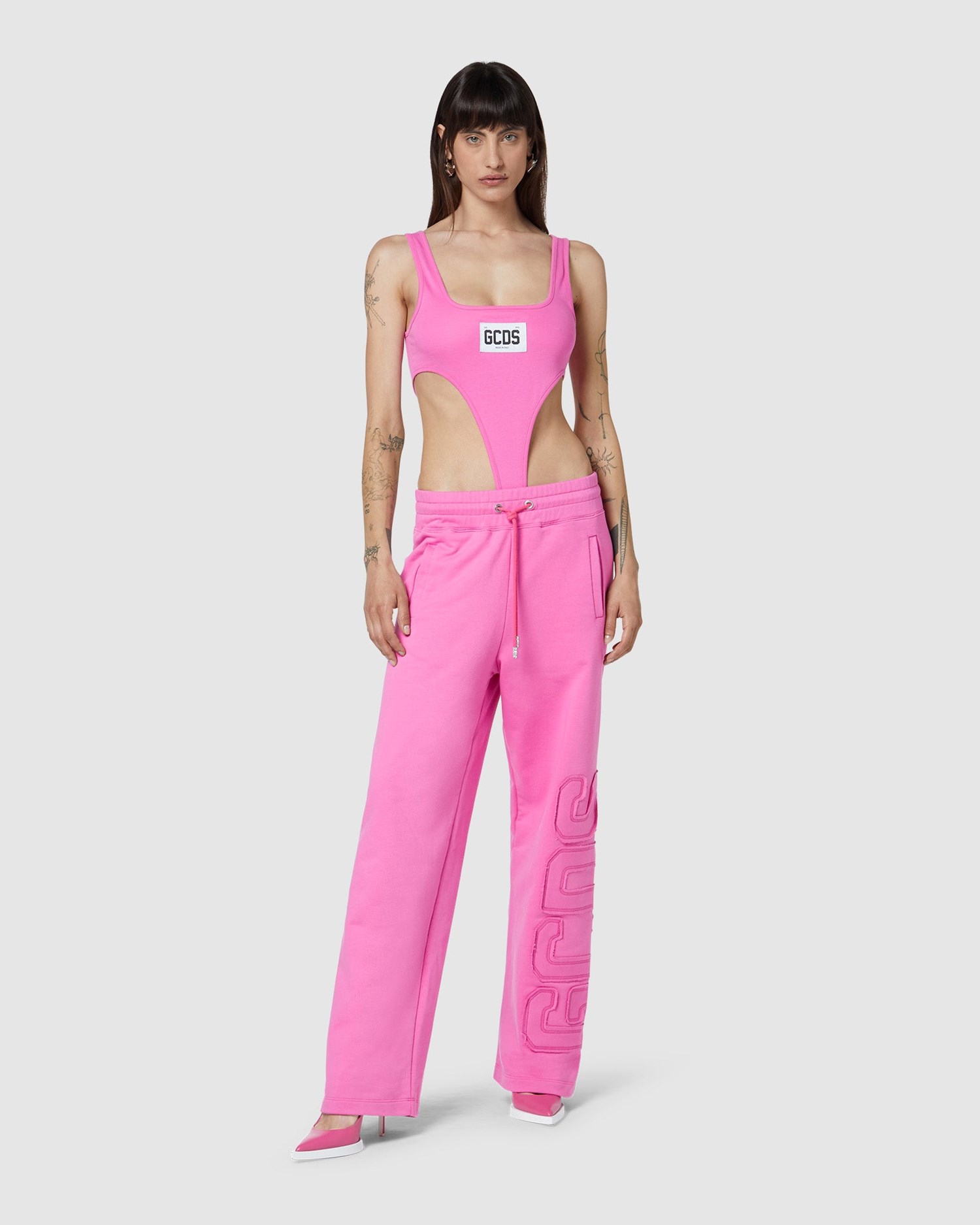 Pantalons GCDS Embroidered Gcds Larges Sweatbottoms Femme Fushia | 926450-OJS