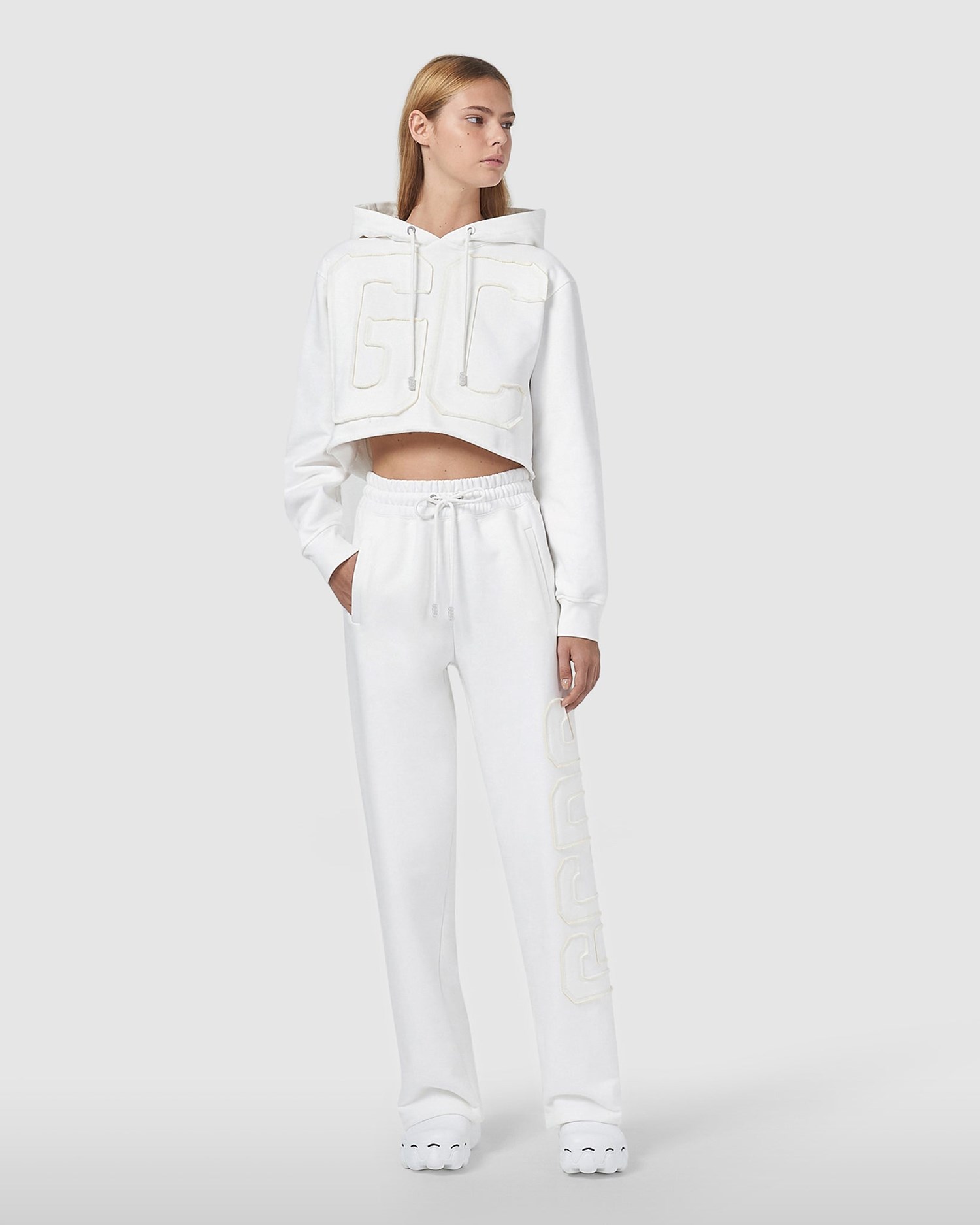 Pantalons GCDS Embroidered Gcds Logo Sweatpants Femme Blanche Foncé | 513974-IRF