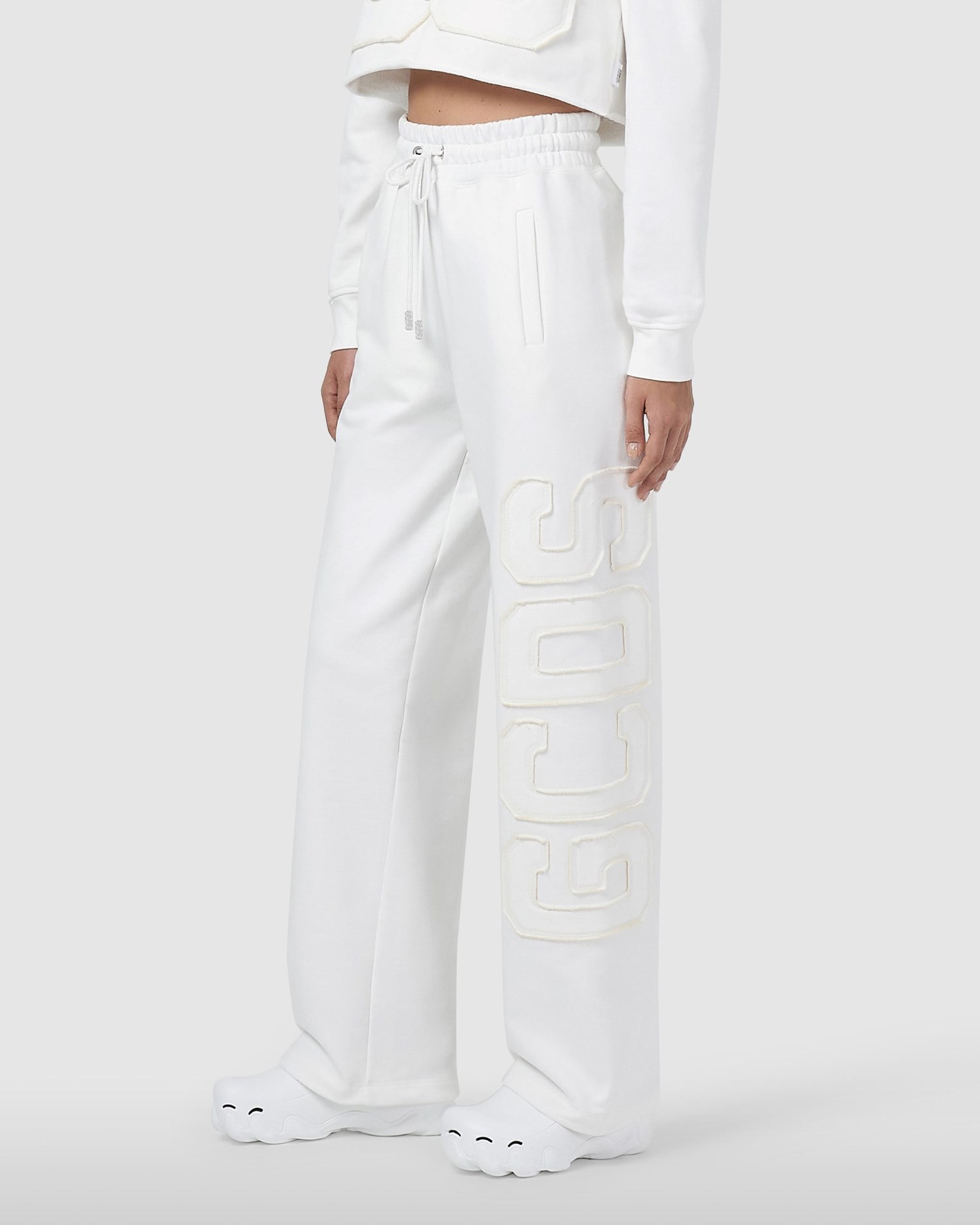 Pantalons GCDS Embroidered Gcds Logo Sweatpants Femme Blanche Foncé | 513974-IRF