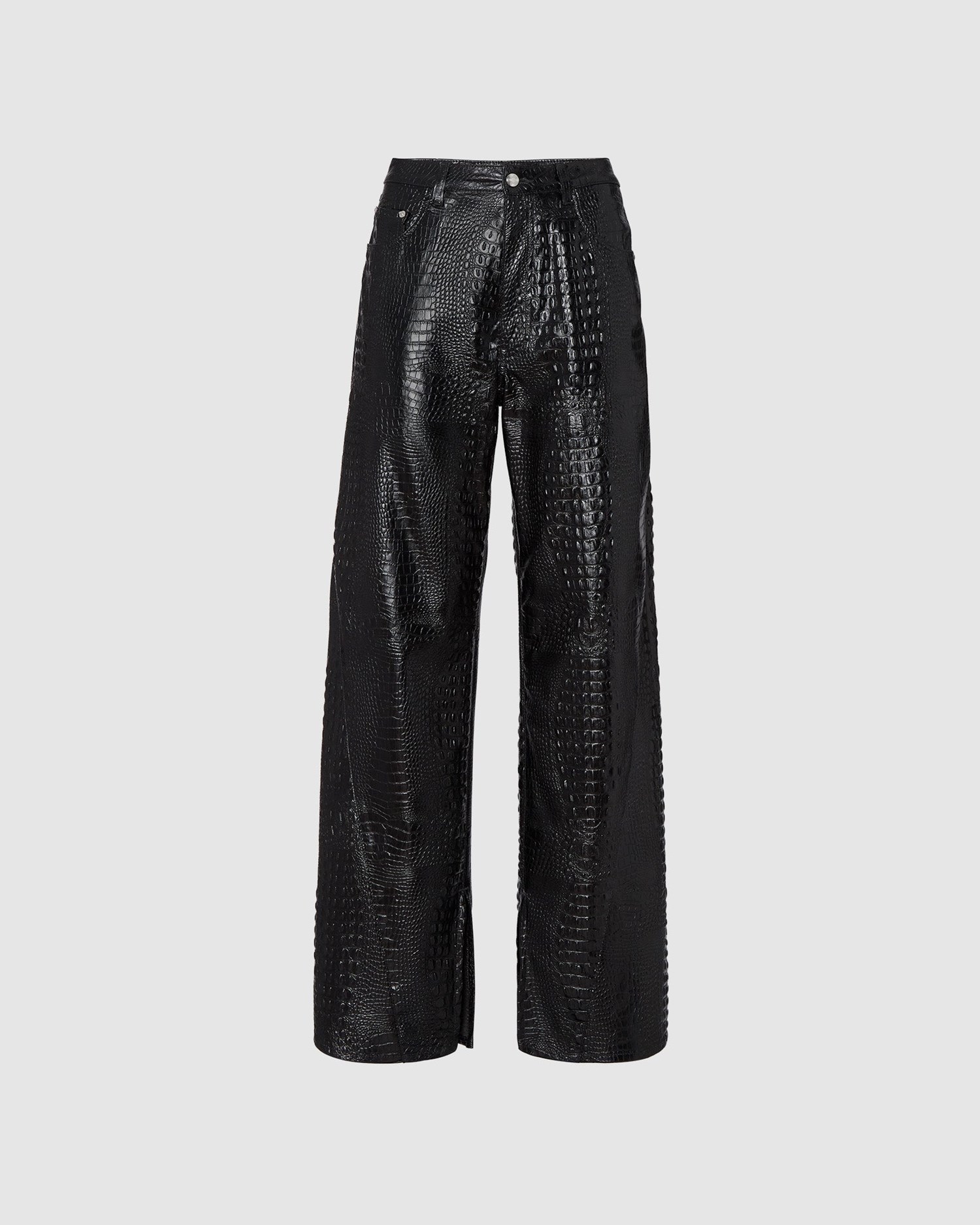 Pantalons GCDS Faux Crocodile Trousers Femme Noir | 084791-LVE