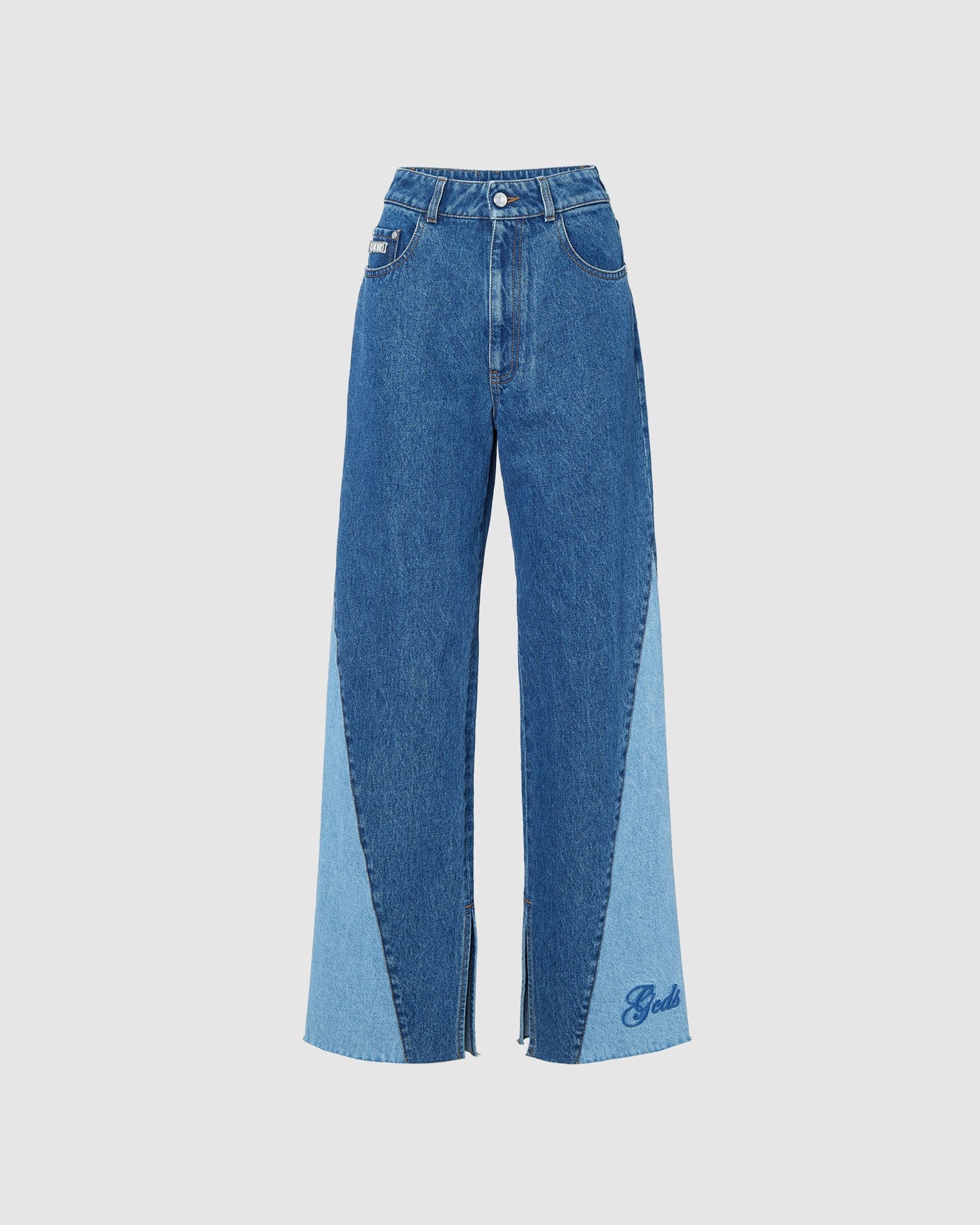 Pantalons GCDS Embroidered Denim Trousers Femme Bleu Clair | 278490-IJR