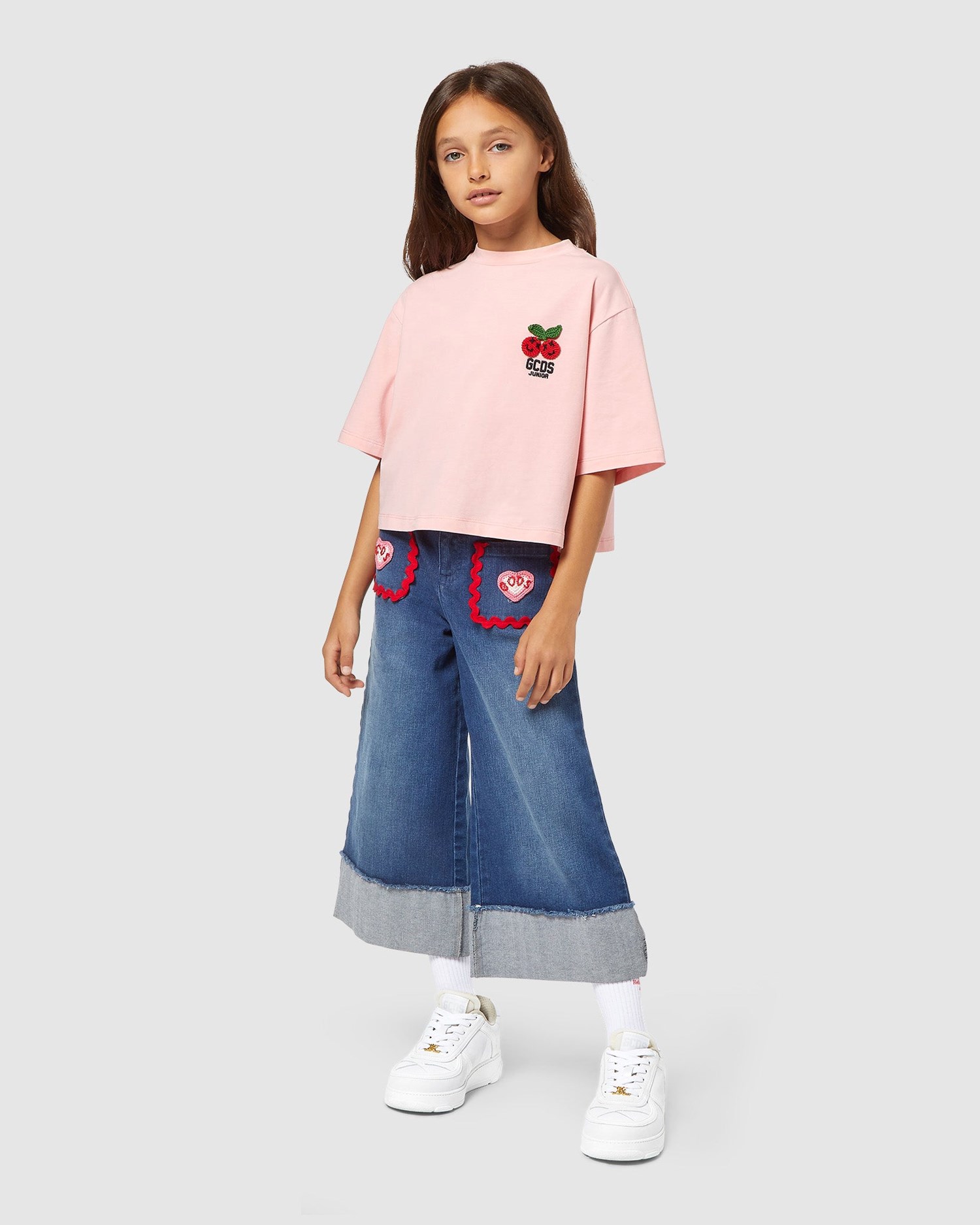 Pantalons GCDS Heart Denim Trousers Enfant Bleu Clair | 706859-IZD