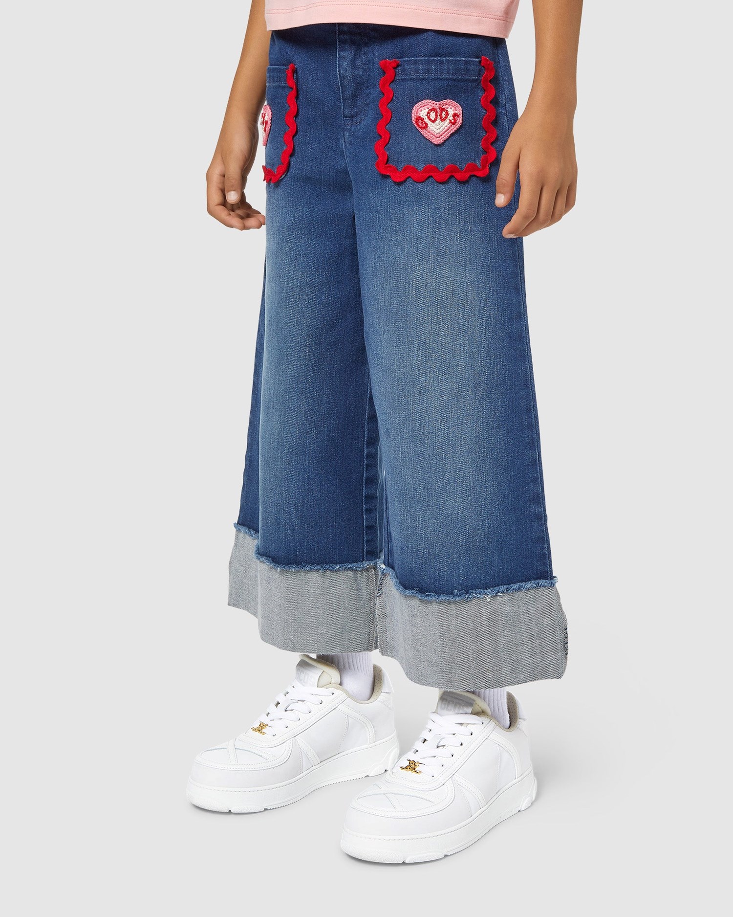 Pantalons GCDS Heart Denim Trousers Enfant Bleu Clair | 706859-IZD
