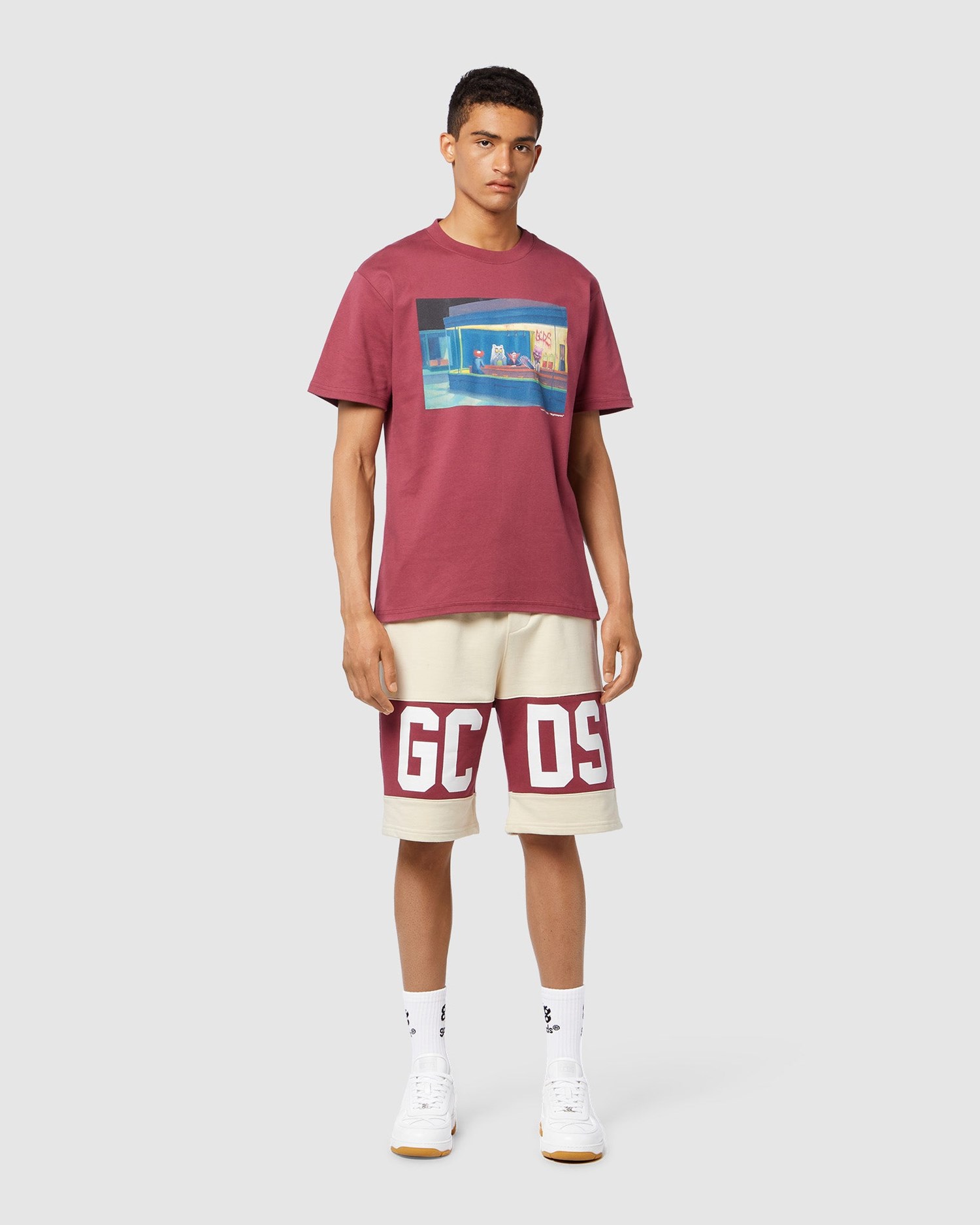 Pantalons GCDS Logo Band Regular Sweatshorts Homme Bordeaux | 062718-FAE