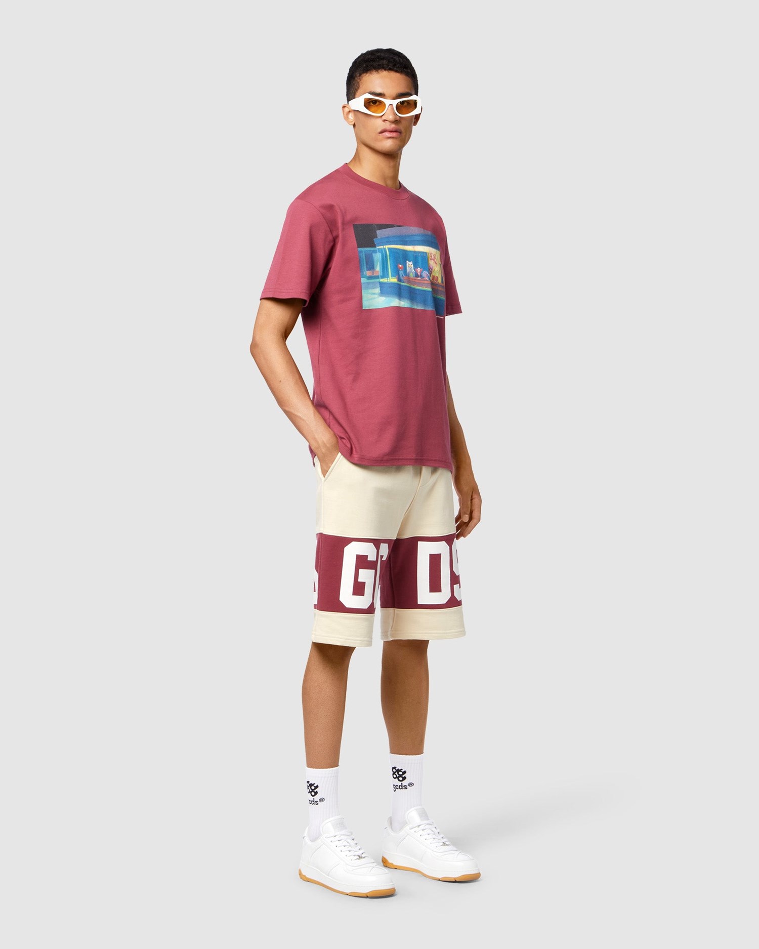 Pantalons GCDS Logo Band Regular Sweatshorts Homme Bordeaux | 062718-FAE