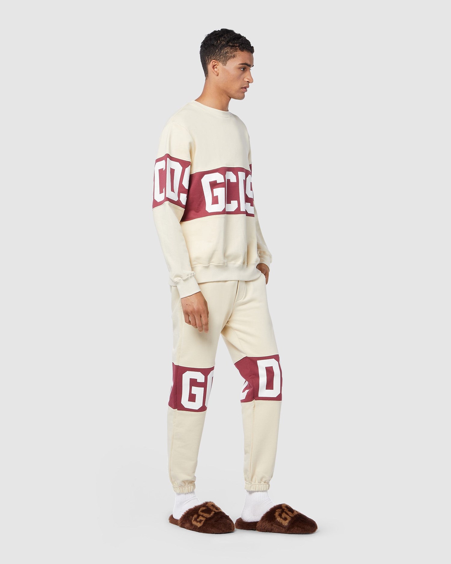 Pantalons GCDS Logo Band Regular Sweatbottoms Homme Bordeaux | 539870-NIH