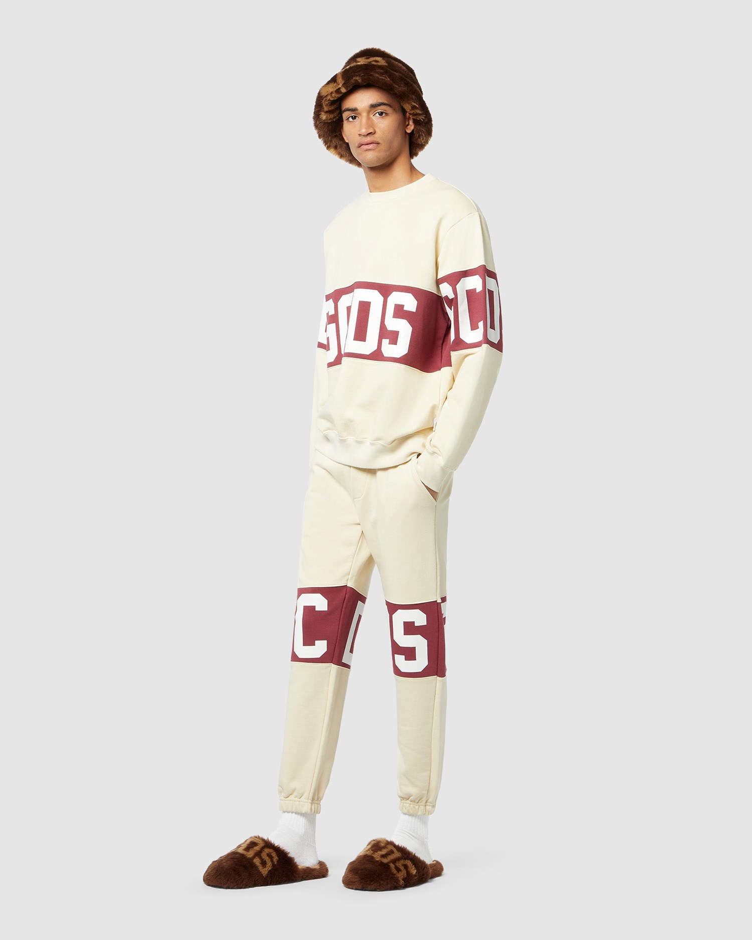 Pantalons GCDS Logo Band Regular Sweatbottoms Homme Bordeaux | 539870-NIH