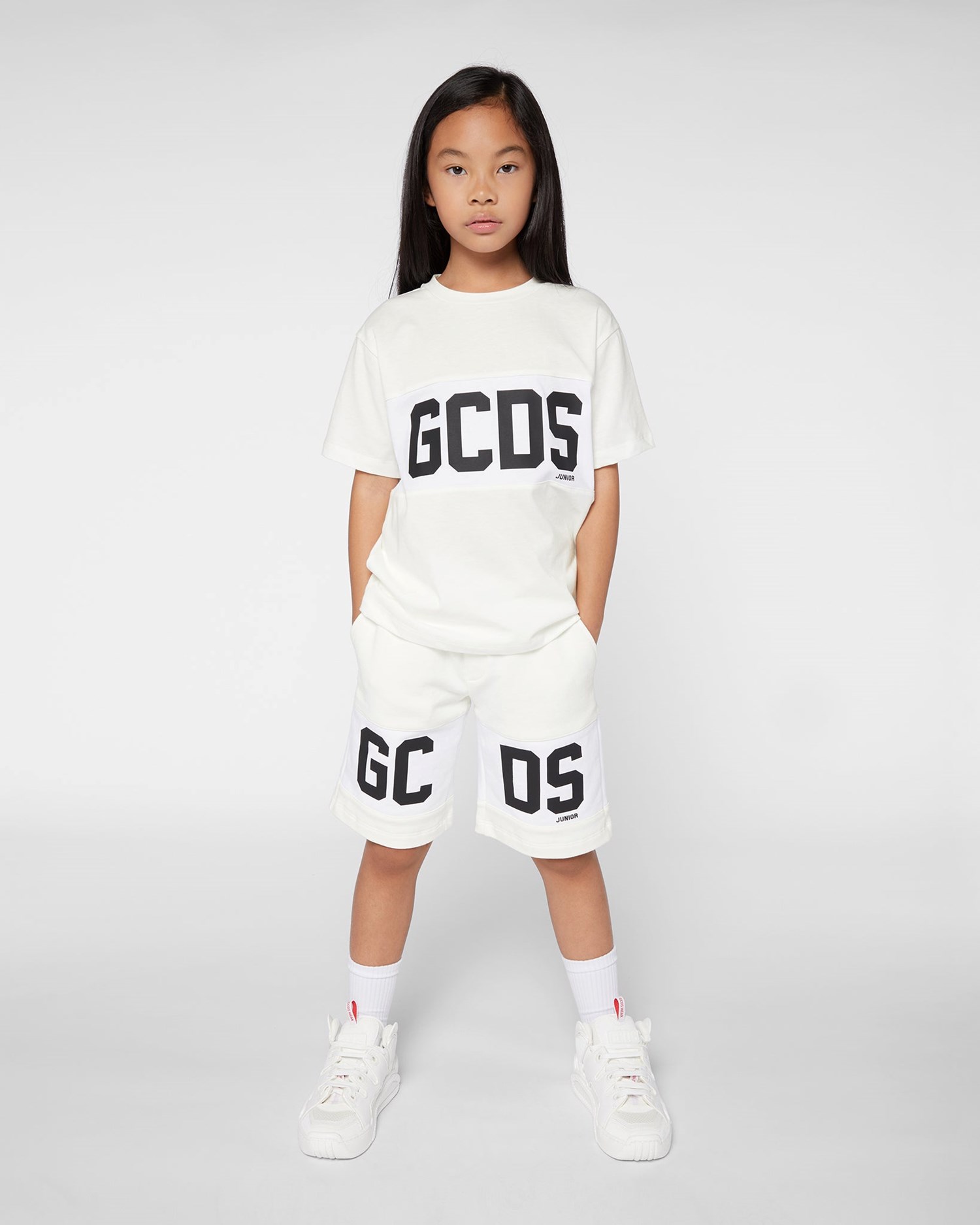 Pantalons GCDS Logo Band Shorts Enfant Blanche | 628190-WVX