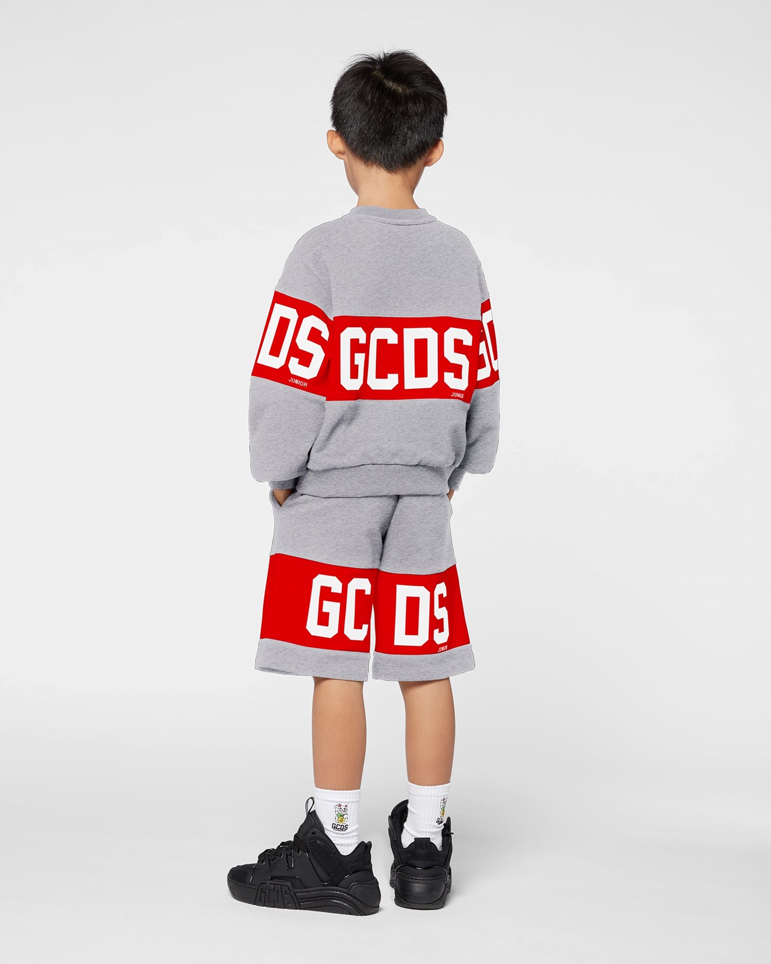 Pantalons GCDS Logo Band Shorts Enfant Grise | 638405-WJI