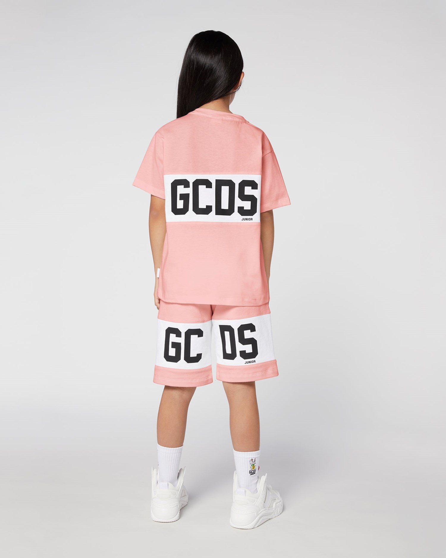 Pantalons GCDS Logo Band Shorts Enfant Rose | 940368-LYH