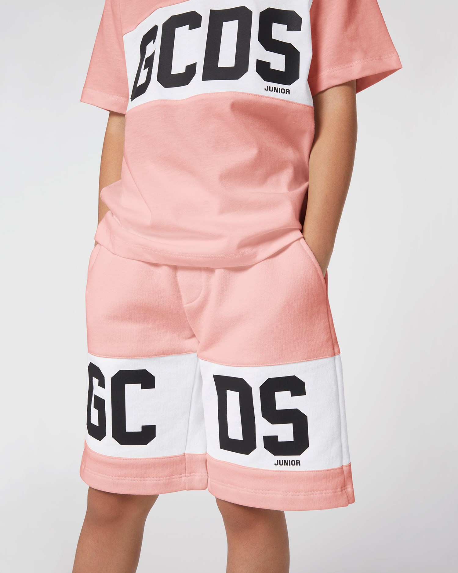 Pantalons GCDS Logo Band Shorts Enfant Rose | 940368-LYH