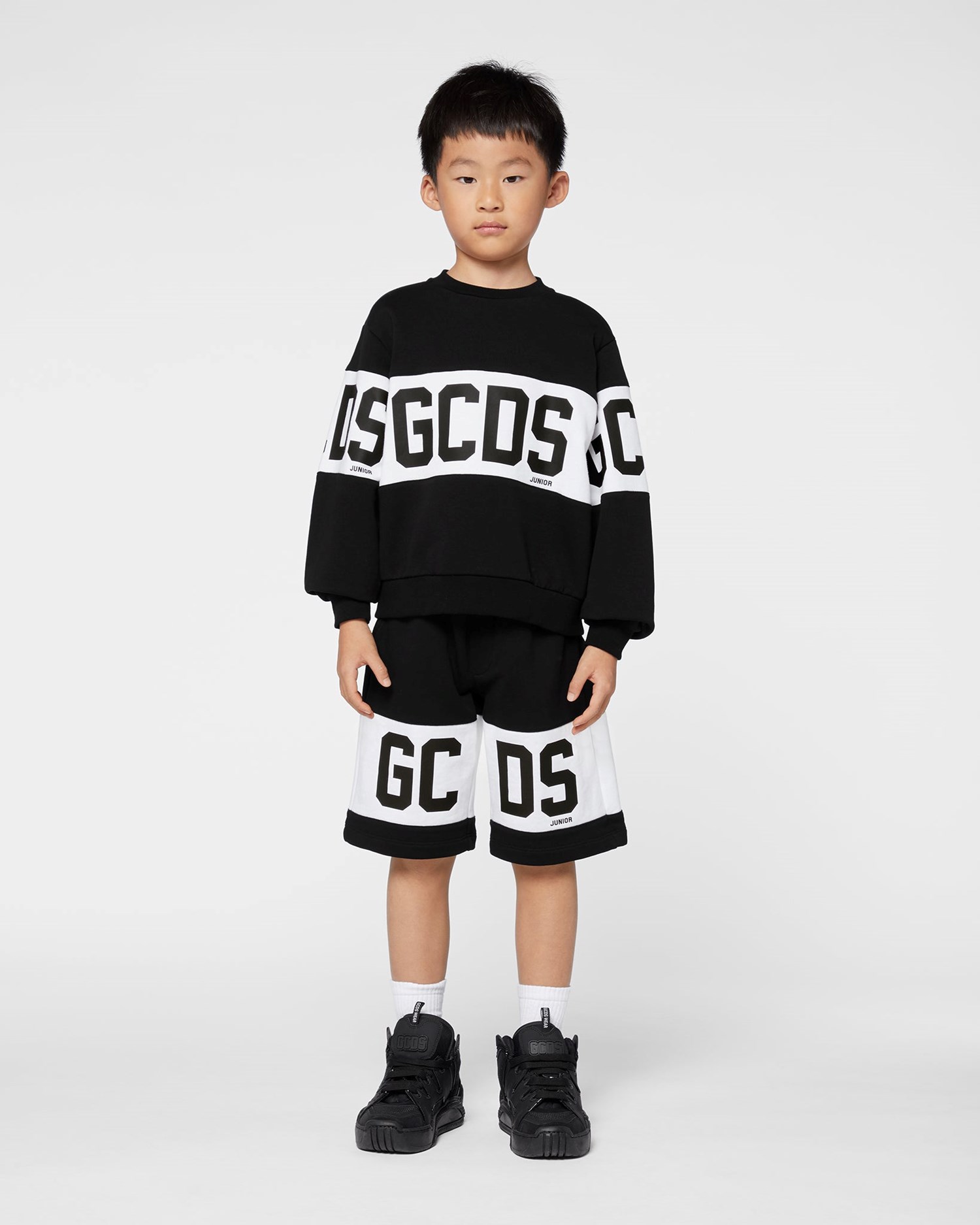 Pantalons GCDS Logo Band Shorts Enfant Noir | 963018-YJK
