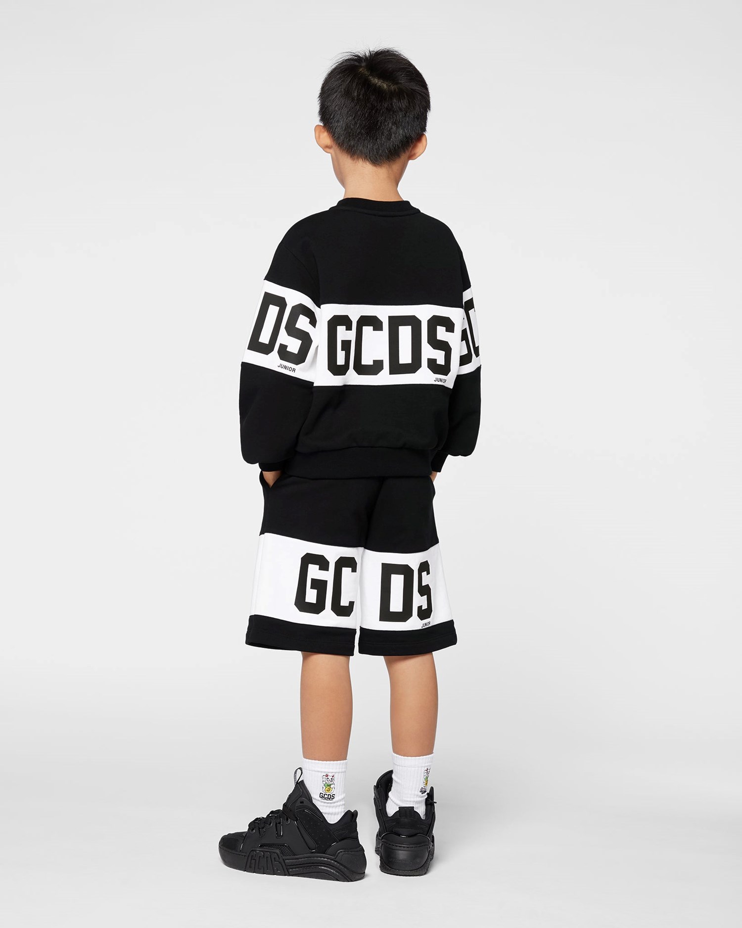 Pantalons GCDS Logo Band Shorts Enfant Noir | 963018-YJK