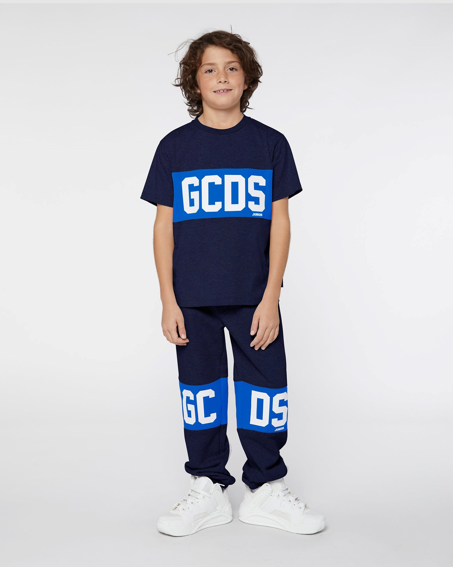 Pantalons GCDS Logo Band Sweatpants Enfant Bleu Foncé | 798356-GEF