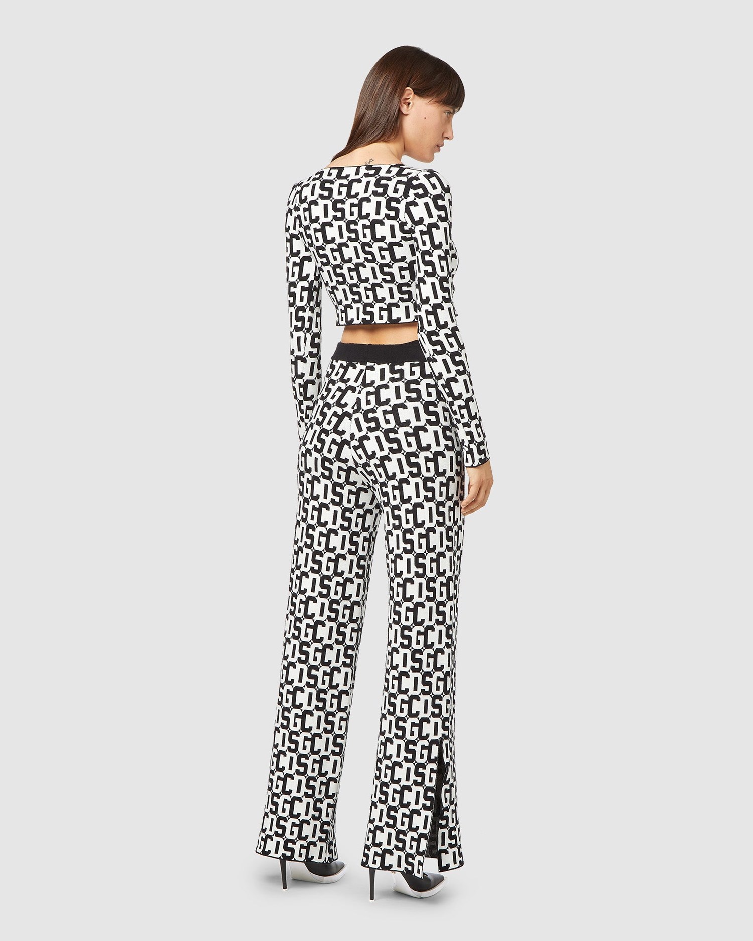 Pantalons GCDS Monogram Jacquard Trousers Femme Noir | 093715-XQN