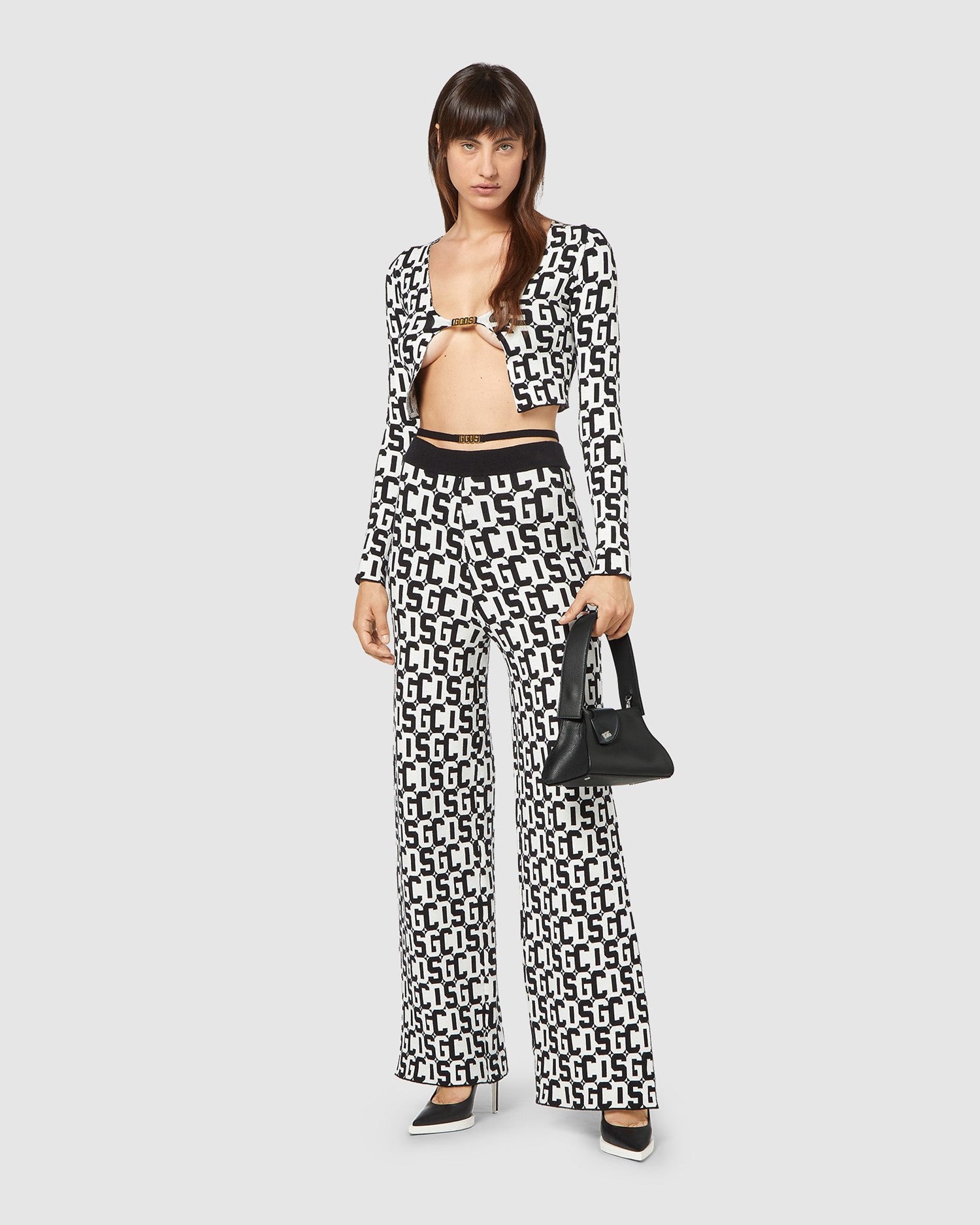 Pantalons GCDS Monogram Jacquard Trousers Femme Noir | 093715-XQN