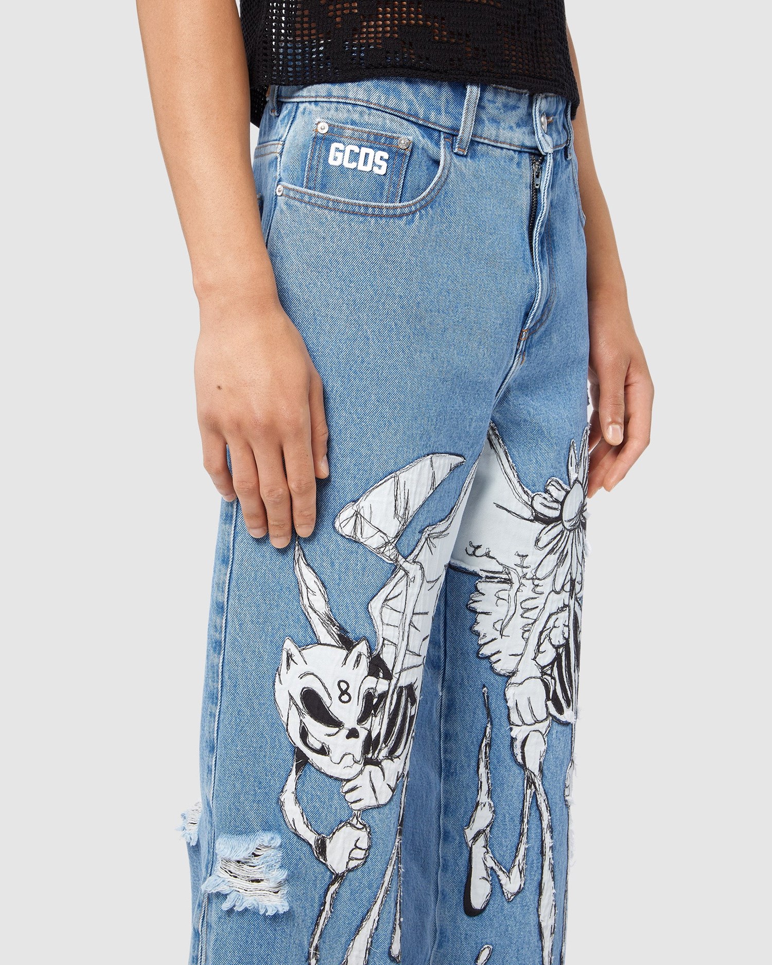 Pantalons GCDS Heaven & Hell Ultrawide Denim Trousers Homme Bleu Clair | 476583-MEB