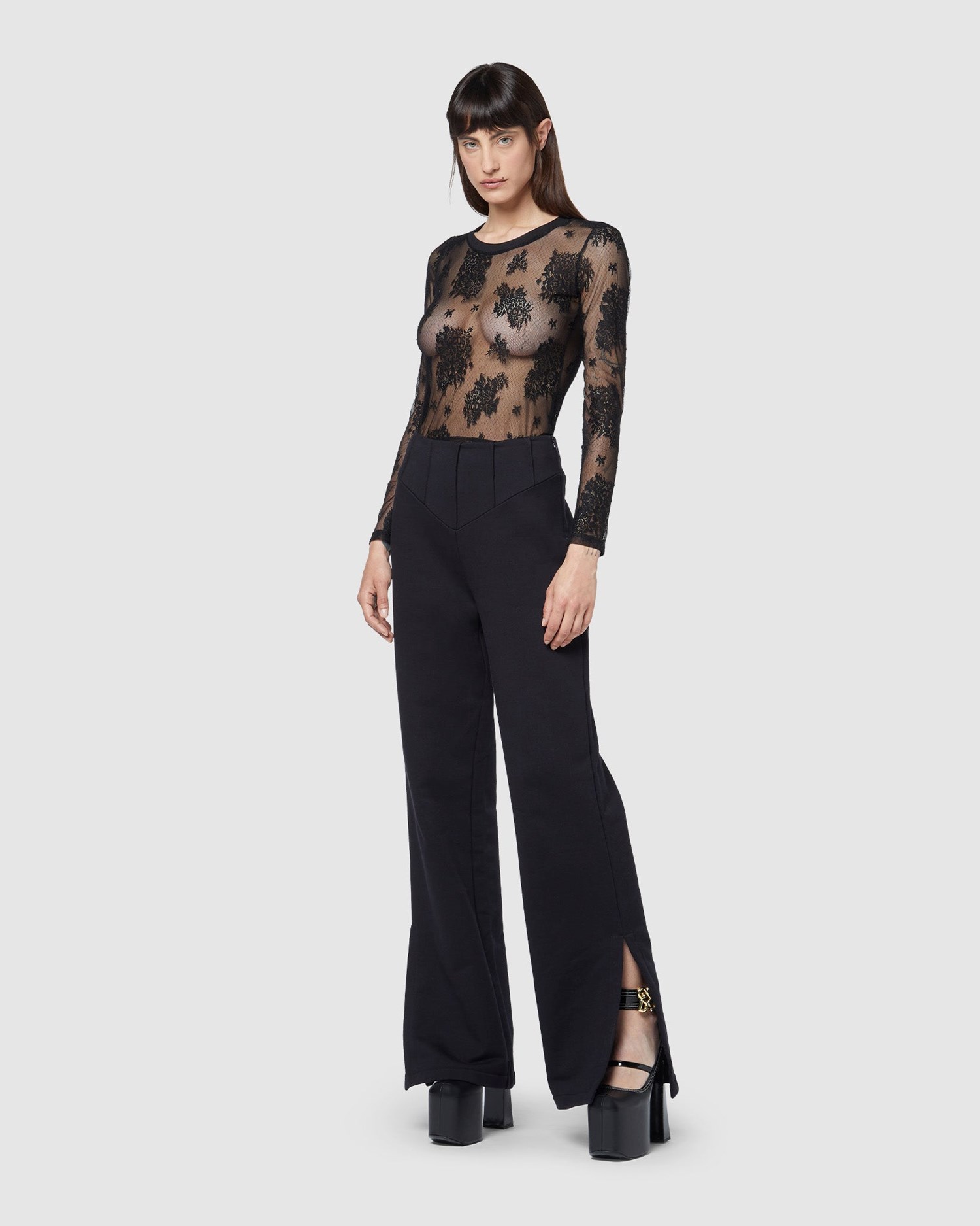 Pantalons GCDS Larges Jersey Trousers Femme Noir | 180463-KWX
