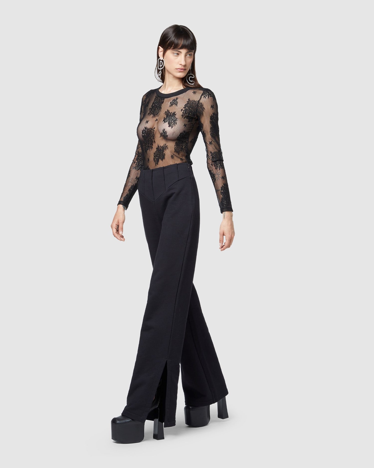 Pantalons GCDS Larges Jersey Trousers Femme Noir | 180463-KWX