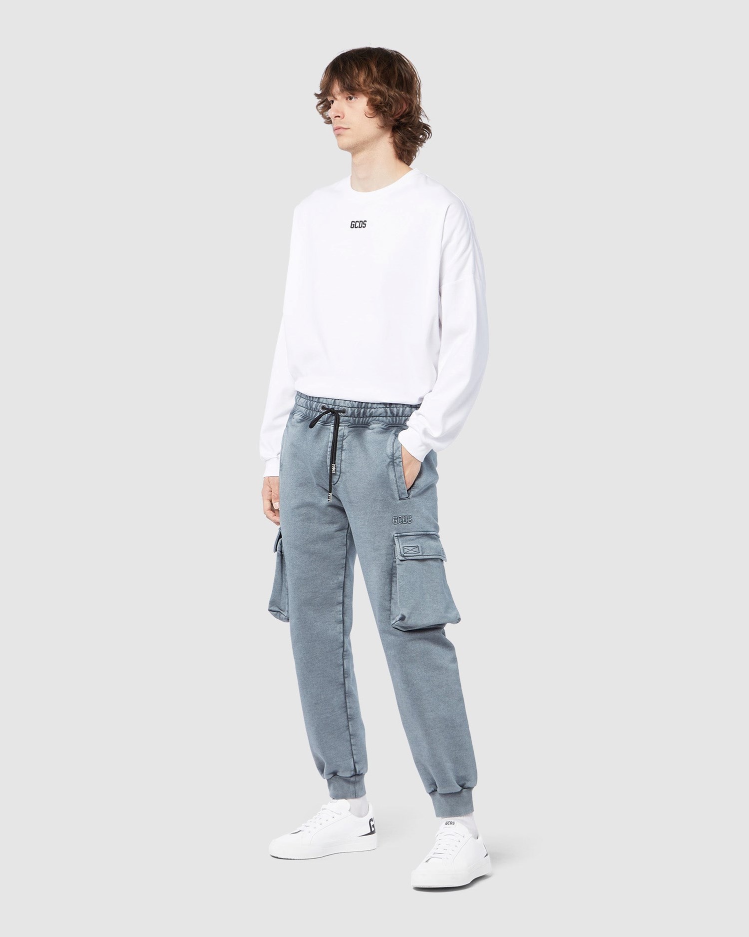 Pantalons GCDS Overdyed Gcds Cargo Sweatbottoms Homme Noir | 385419-GMI