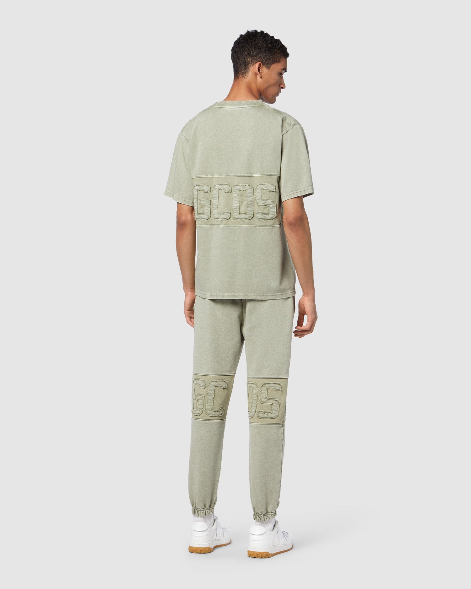 Pantalons GCDS Overdyed Gcds Logo Band Sweatbottoms Homme Vert | 879126-MFX