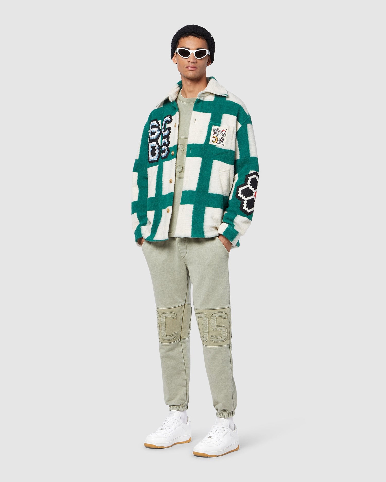 Pantalons GCDS Overdyed Gcds Logo Band Sweatbottoms Homme Vert | 879126-MFX