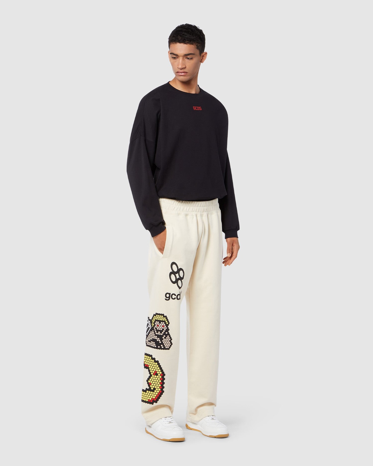 Pantalons GCDS Plush Larges Sweatbottoms Homme Grise | 693082-CFN