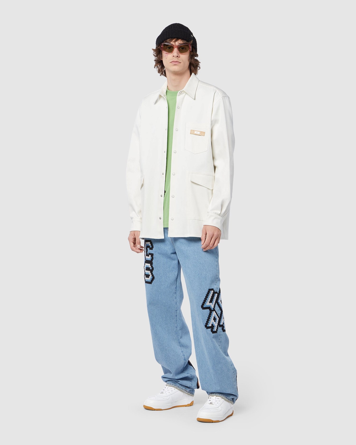 Pantalons GCDS Plush Ultrawide Denim Trousers Homme Bleu Clair | 431620-EKF