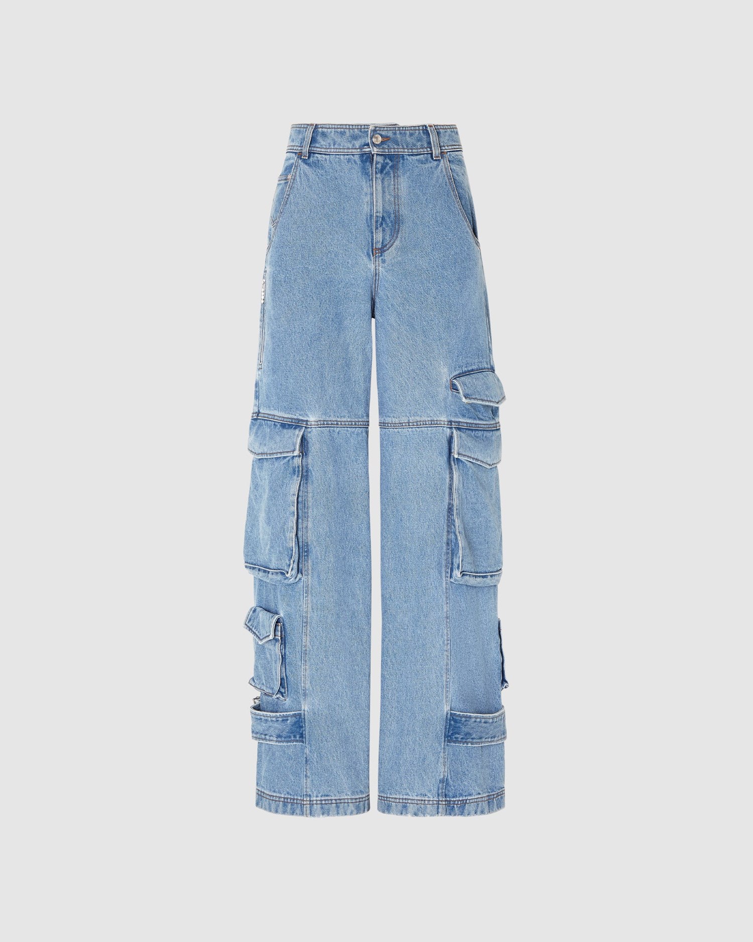 Pantalons GCDS Ultracargo Denim Trousers Homme Bleu Clair | 870139-YOZ